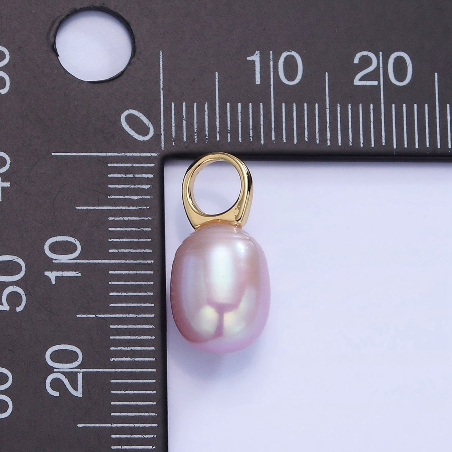 Gold Ringed Oval Purple Freshwater Pearl Drop | P-1736