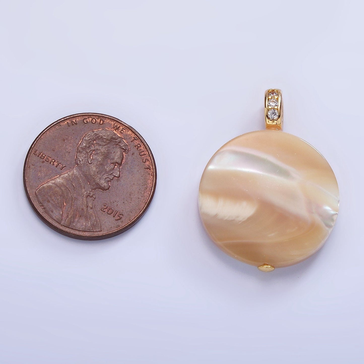Beautiful Mauve Champagne White Brown Round Coin Pearl Charm Genuine Freshwater Shell Mermaid Pearls Pendant with cz Bail for Charm P-1747