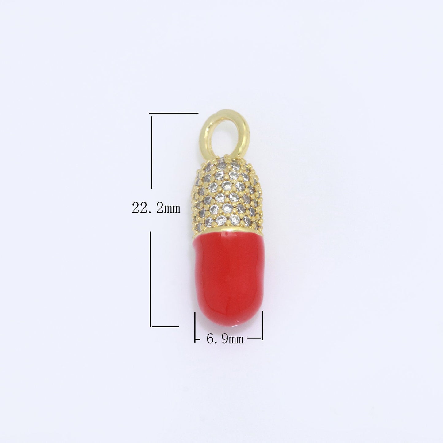 White Blue Green Pink CZ Micro Pave Pill Shape Pendant 14K Gold Filled Pill Charm, Necklace Bracelet Charm 22x6.5mm M-711