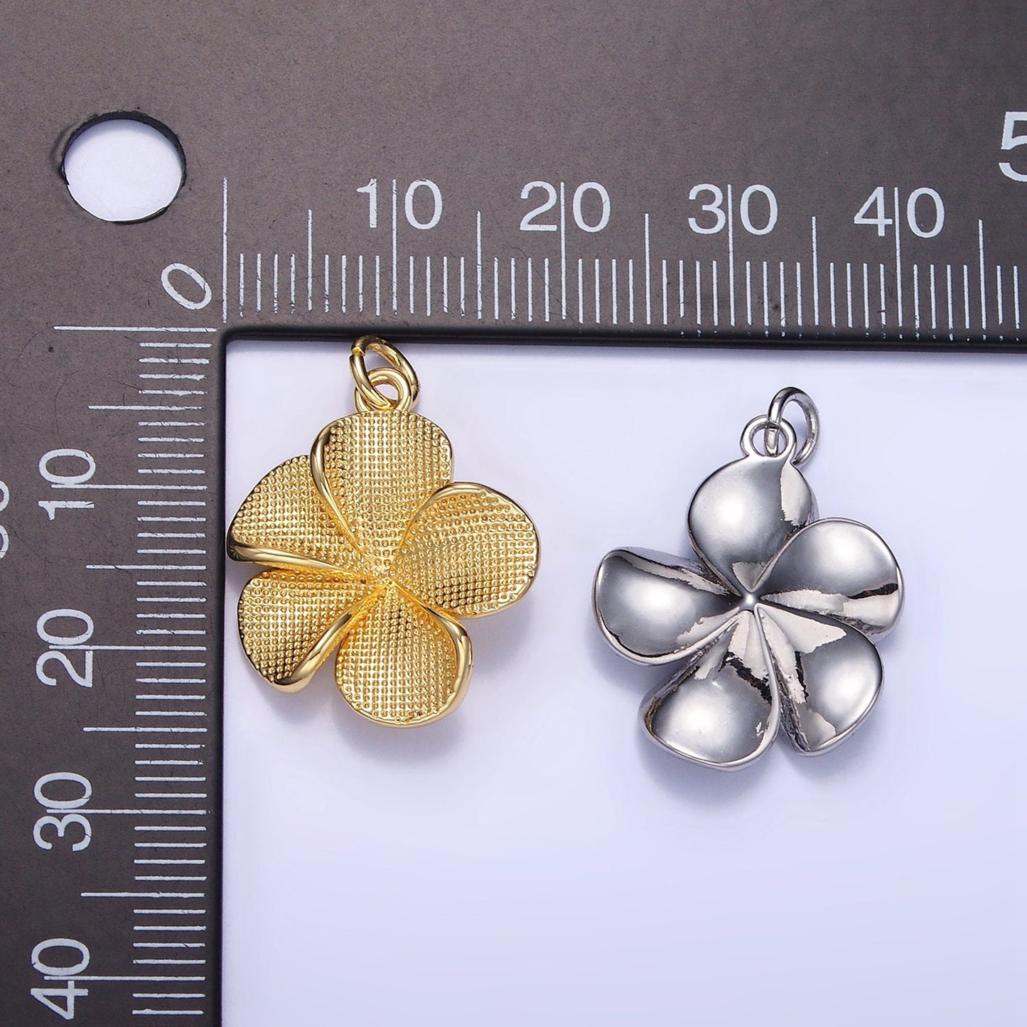 Dainty Gold Filled Hibiscus Charm Silver Flower Charm Mini Floral Charm for Spring Summer Jewelry Inspired C560