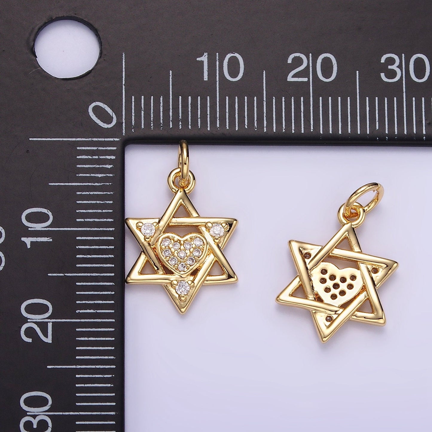 Celestial Cubic Star Of David Charm Gold Charm Pendant Gold CZ Charm Pendant, Cubic Zirconia Dainty Star Necklace Charm c292