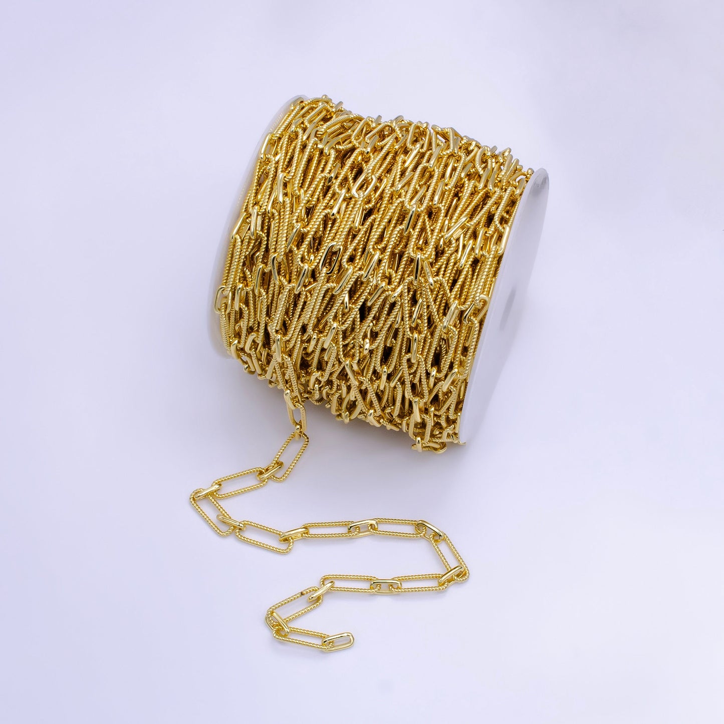 24k Gold Filled Textured Oval Link Chain by Yard Elongated oval link chain Twisted Rope link For Belt Bracelet necklace Component ROLL1513