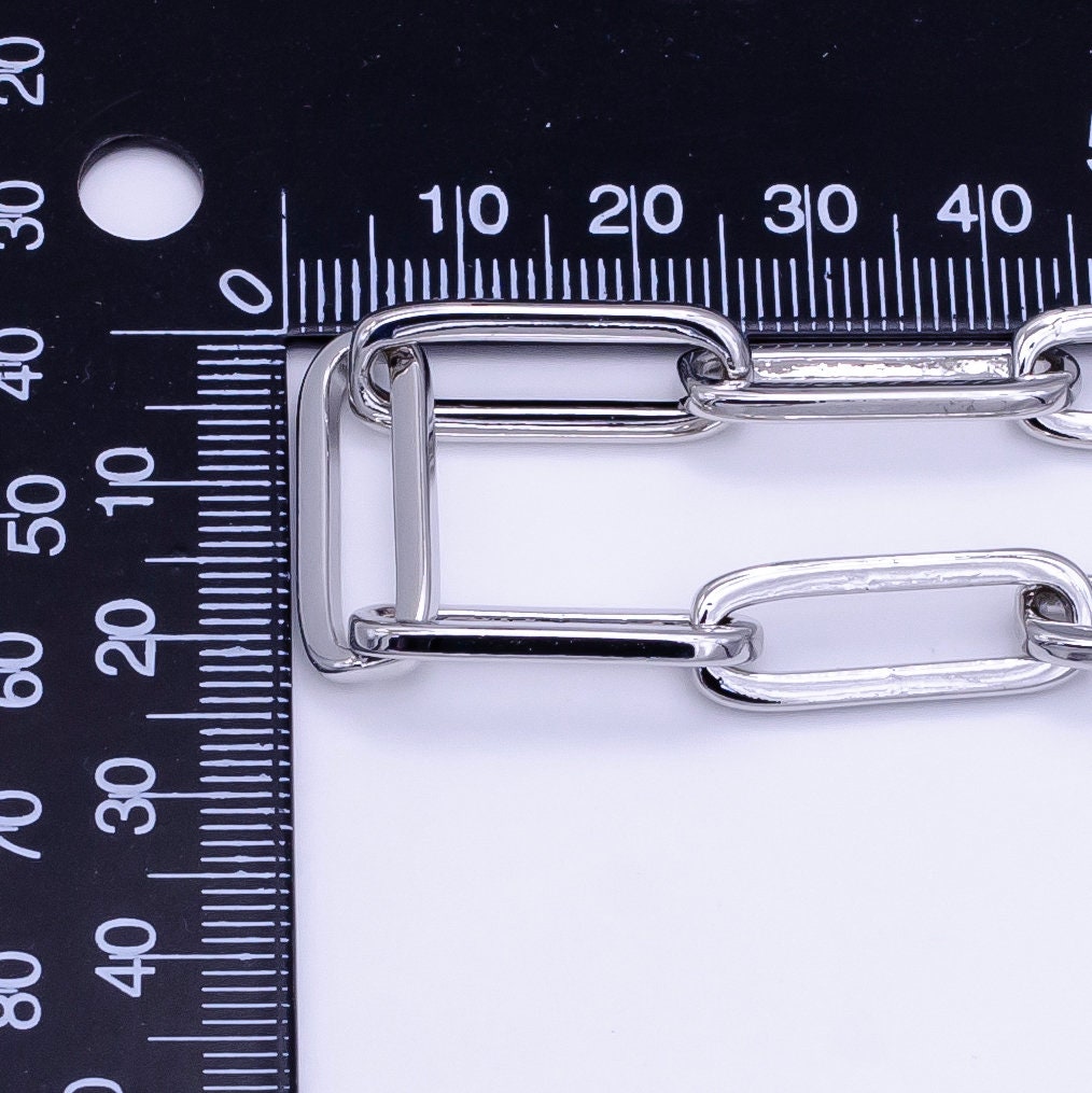 Chunky Silver Cable Link Elongated Chain by Yard, Link Cable Paper Clip Chain Wholesale bulk Roll Chain for DIY Jewelry ROLL-1516