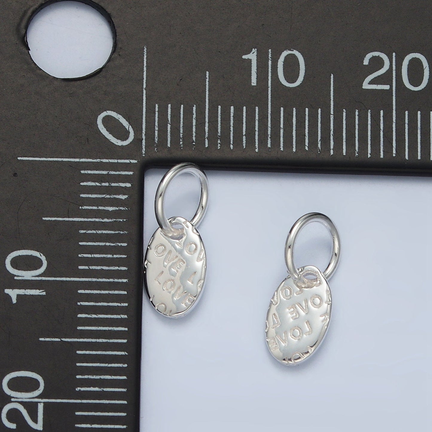 Sterling Silver S925 Mini Oval Love Script Charm Dainty Tag Charm Style | SL-030