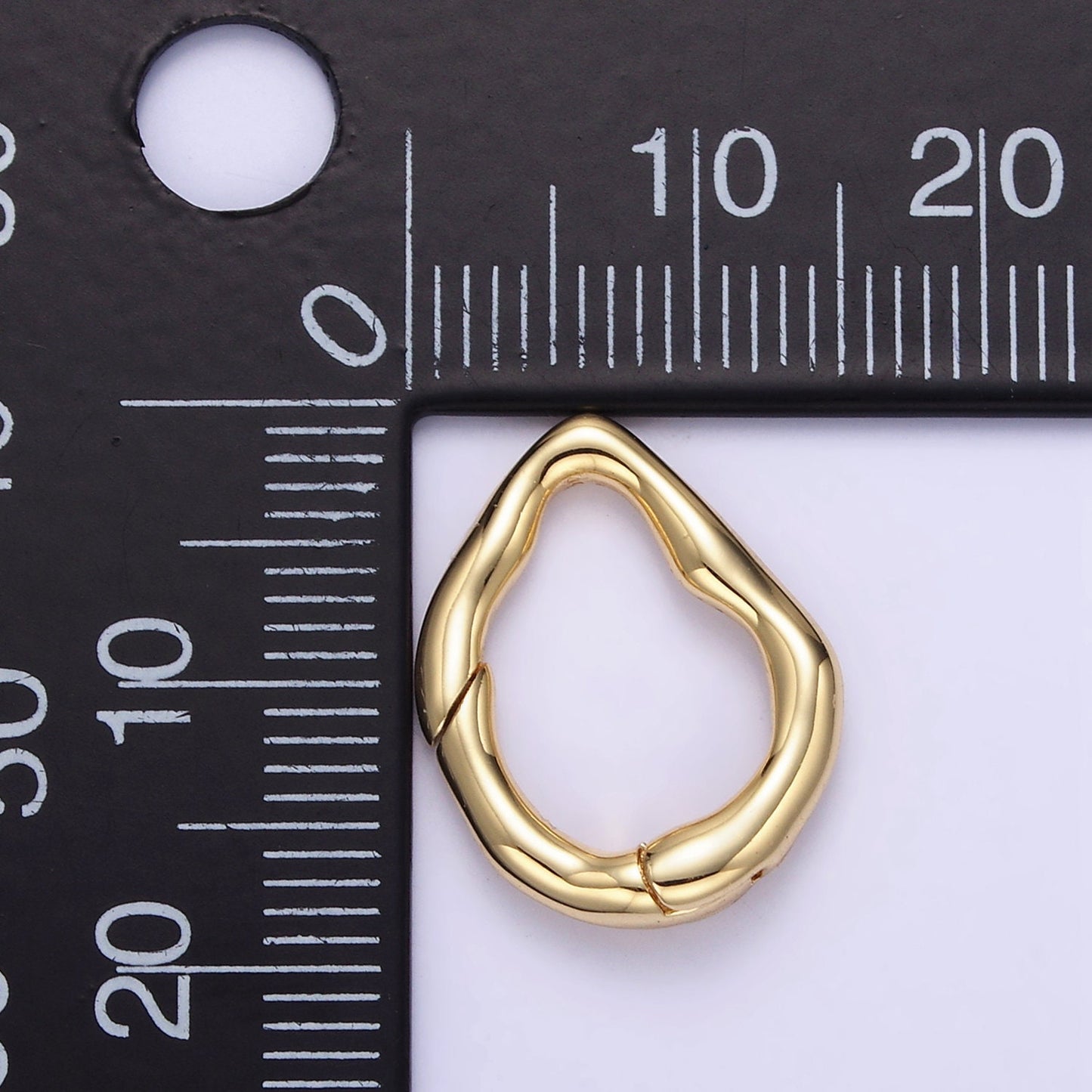 16K Gold Filled 18mm Abstract Hammered Push Spring Gate Ring for Charm Holder Findings | Z888
