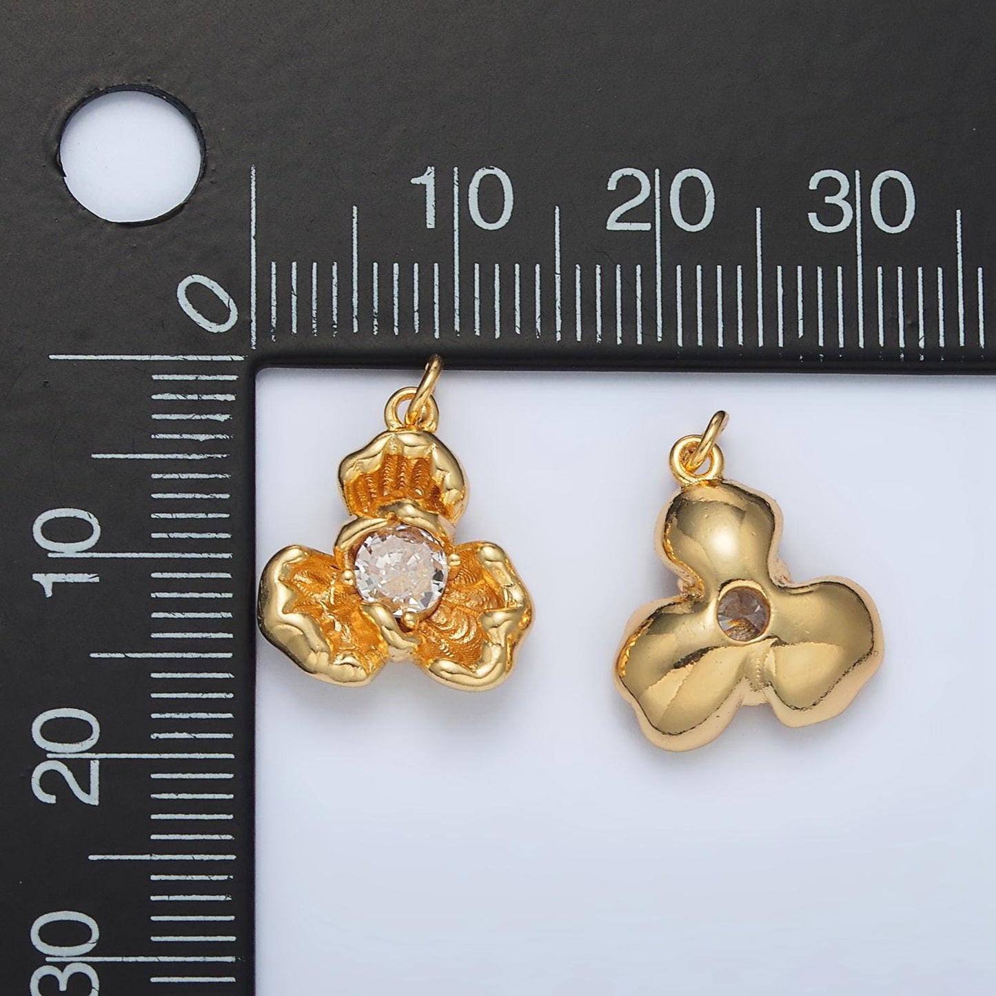 Mini Gold Flower Charm Tiny Floral Charm Spring Charms 24K Gold Filled Findings AC104