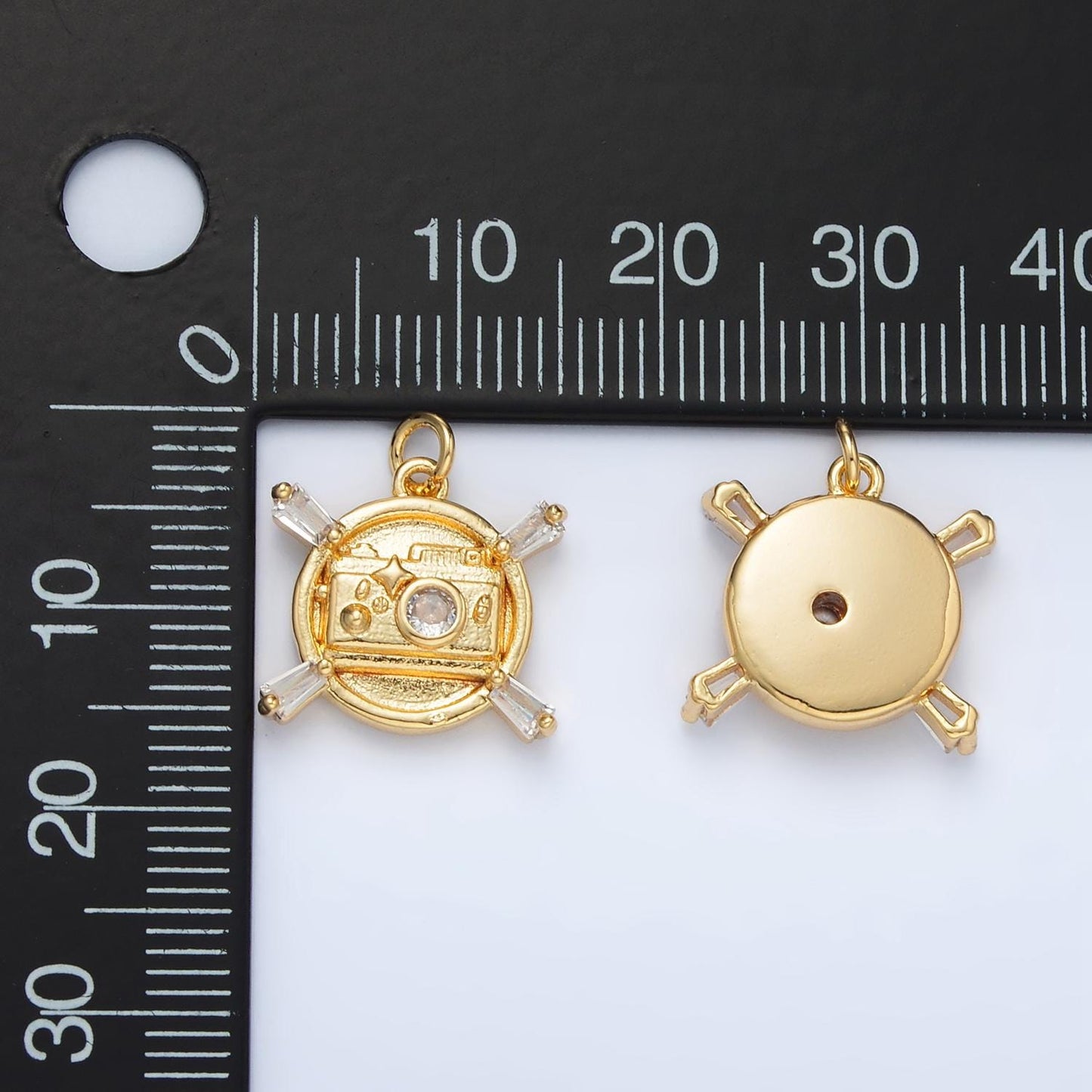 24K Gold Filled Clear Micro Paved CZ Dainty Camera Photography Pendant | AC146