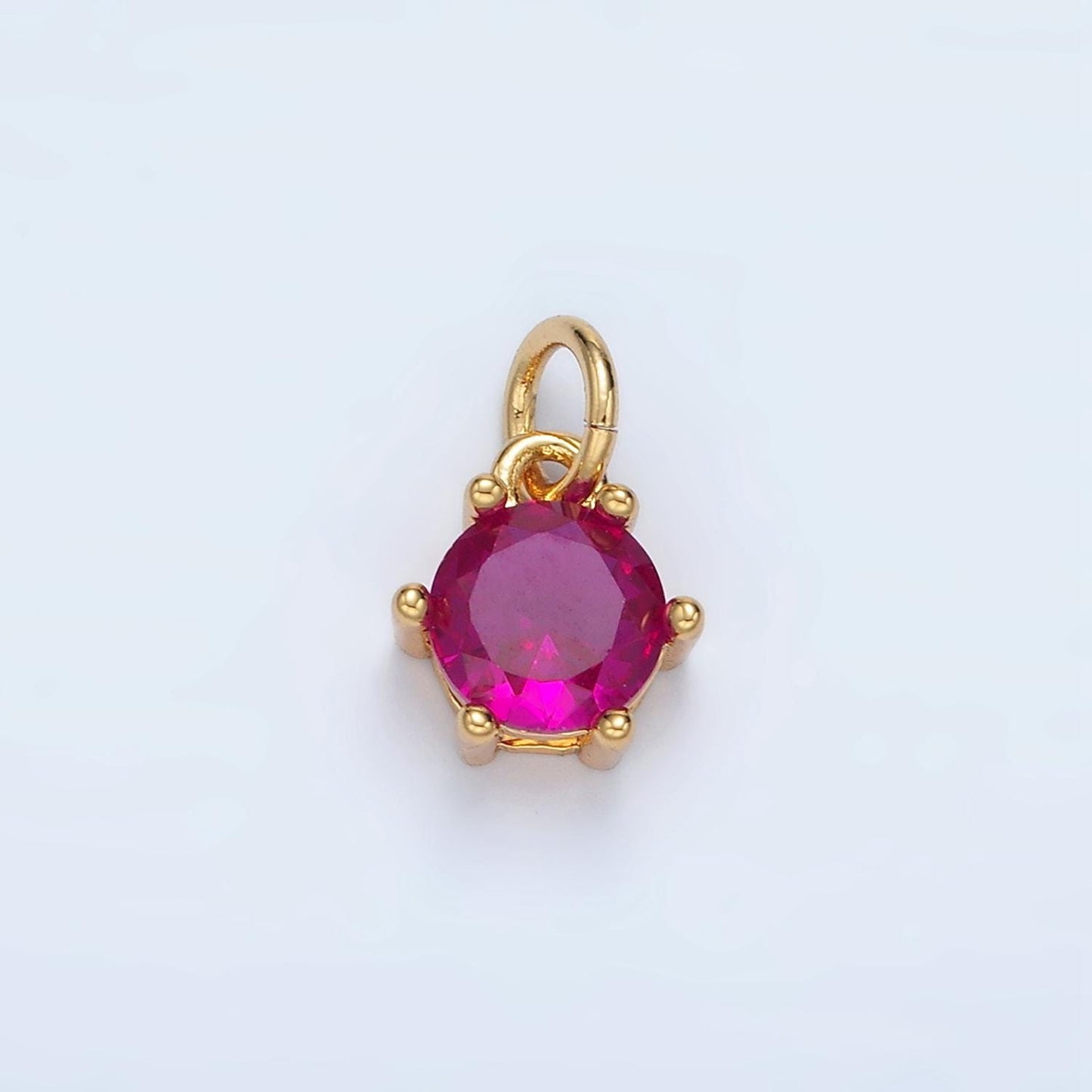 24K Gold Filled 8mm Birthstone CZ Round Charm Personalized Birth Month Add on Charm | AG871