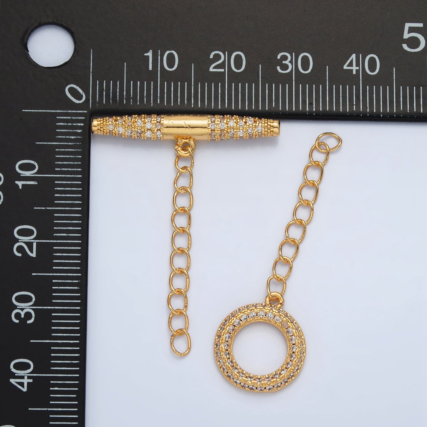 Gold Round Cubic Cz Style Round Micro Pave CZ Stones Toggle Clasp Bracelet Necklace Jewelry Clasps 24K Gold Filled OT Clasp | Z847