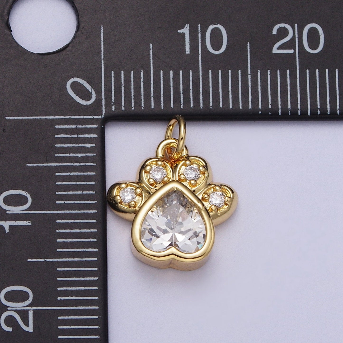 Small Dog Paw Print Pendant in 24k Gold Filled Micro CZ Pave Cubic Bear Paw Charm Fashion Jewelry Charm for Necklace Bracelet Earring C170