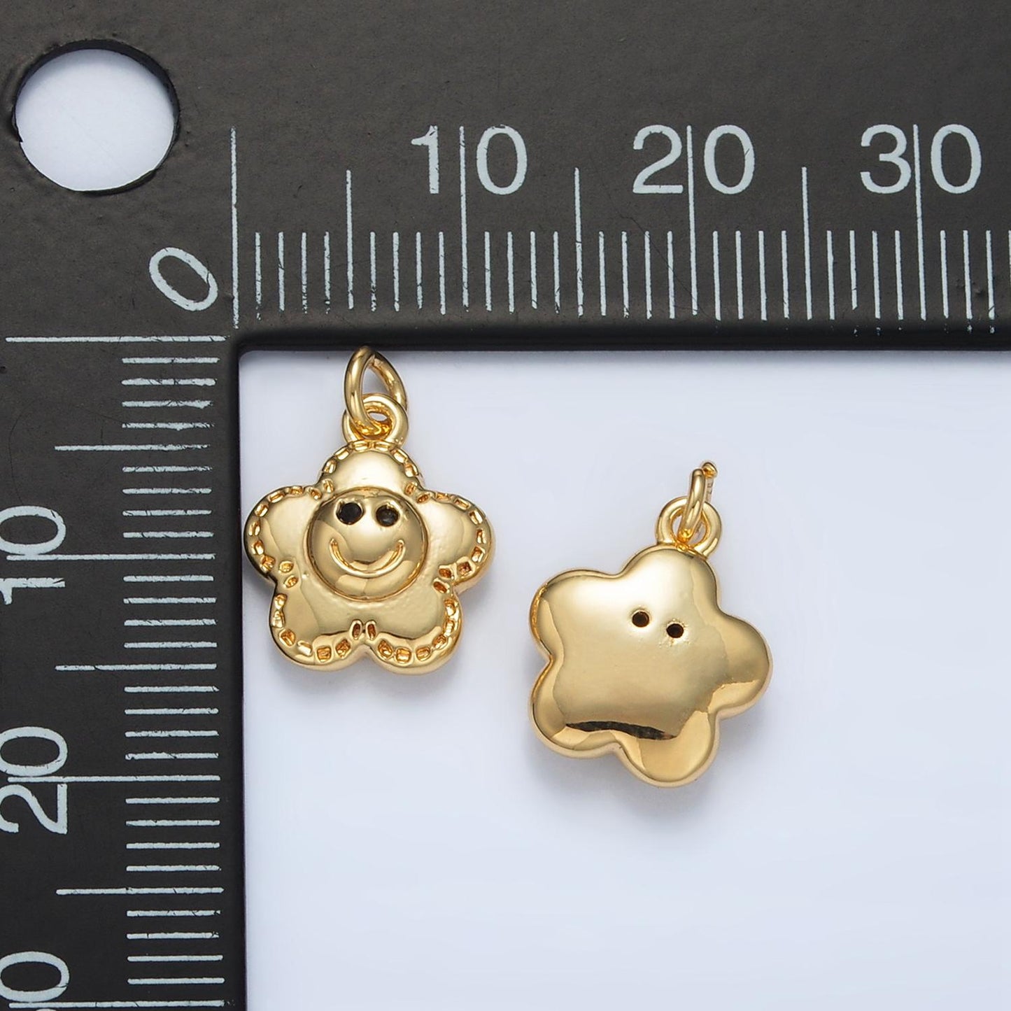 Gold Star Charm 24K Gold Filled Flower Pendant Happy Face Charm for Bracelet Necklace for DIY Jewelry Making Supply AC167