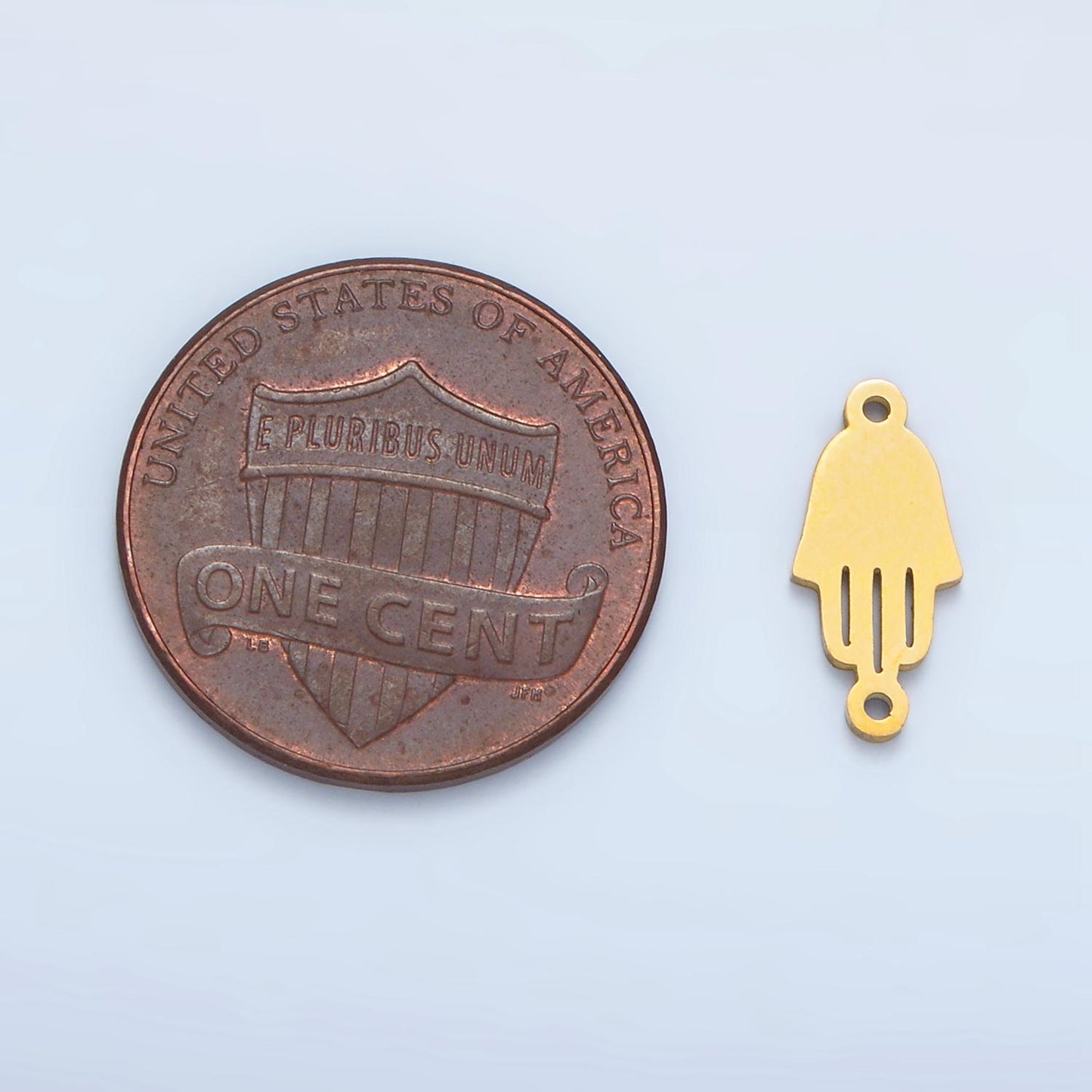 Gold Stainless Steel Hamsa Hand Connector - Dainty Link Connector Hand of Fatimah Charm Connector- for Necklace Bracelet Component F176