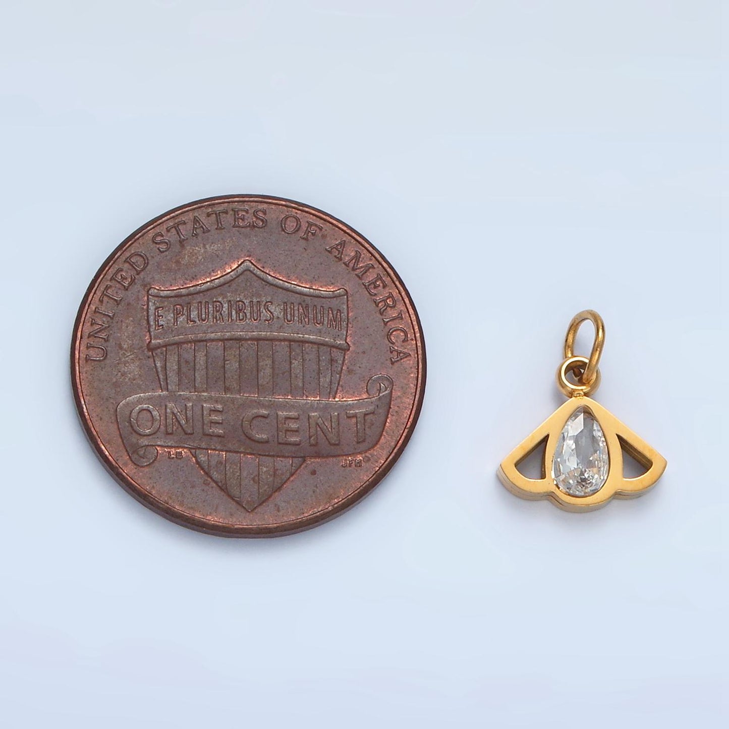Mini Stainless Steel Gold Tear Drop Clear CZ Charm Wing Pendant Charm for Necklace Bracelet Drop Jewelry Flies Charm | P-702