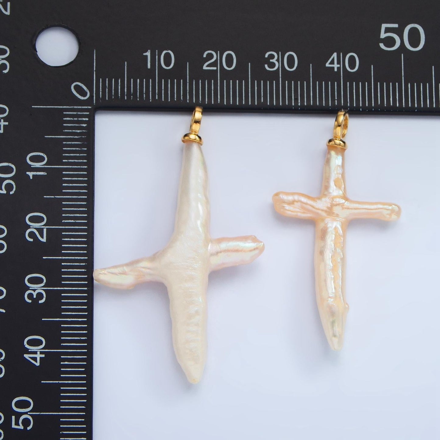 Gold White Cross Pearls Charm Gold Mauve Baroque Freshwater Pearls For Necklace Bracelet Earring Religious Jewelry Making Minimalist P1871