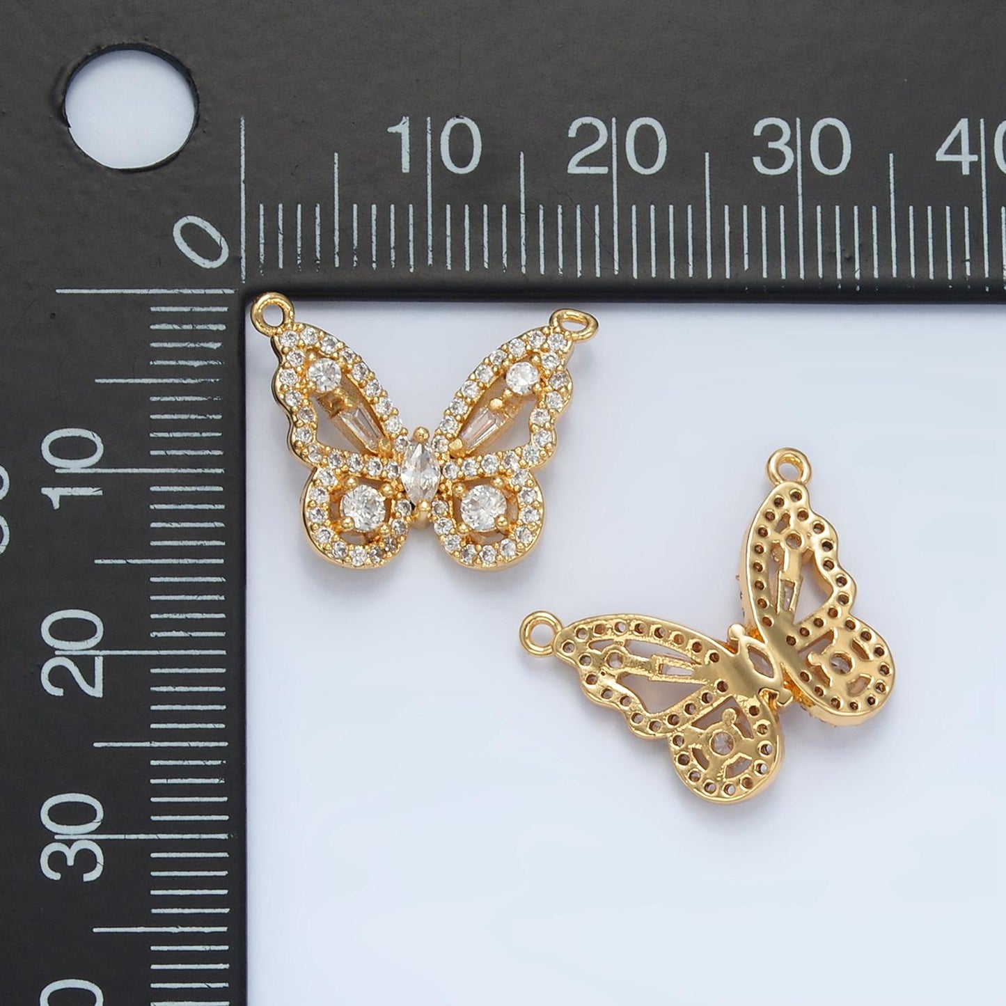 Mini CZ Micro Pave Butterfly Charm 18k Gold Filled Mariposa Pendant DIY Personalized Jewelry Making Finding F443