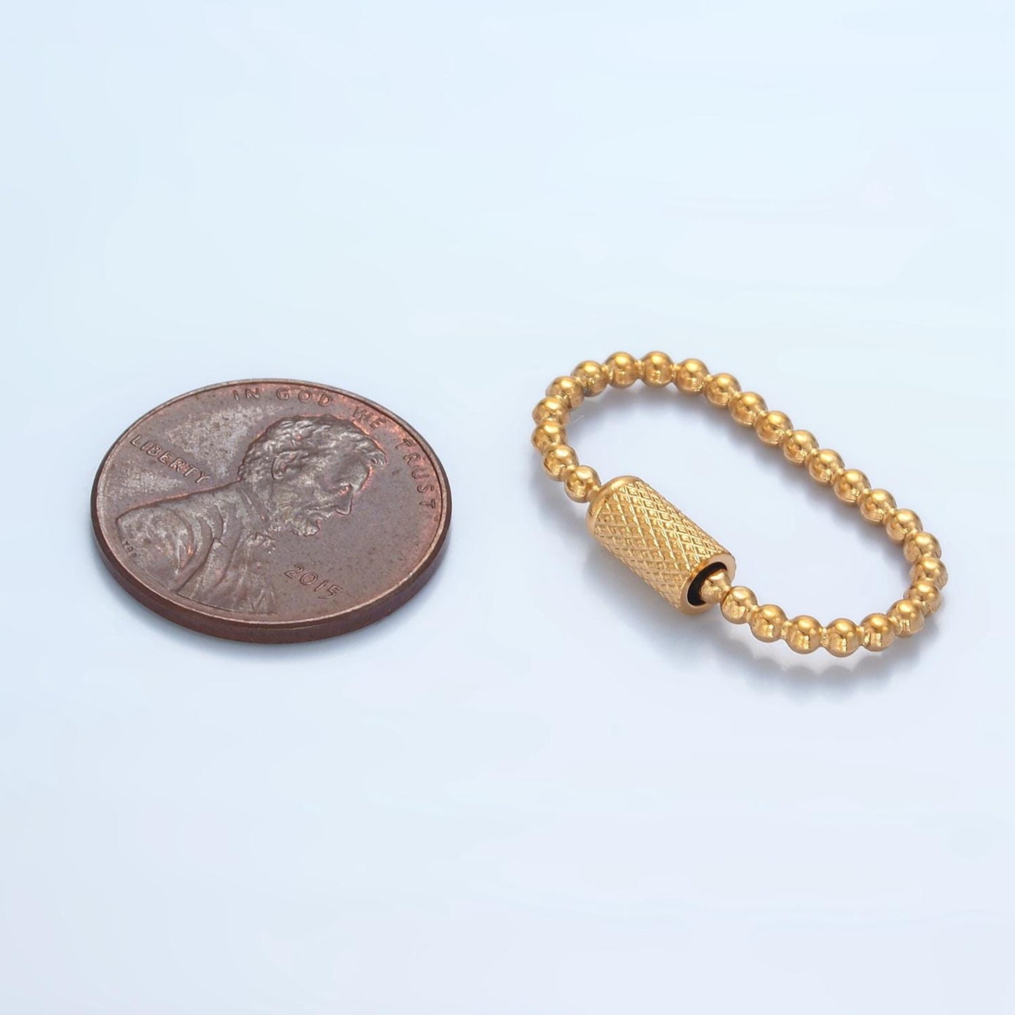 1x Beaded Gold Spring Gate Ring 26 mm Round Ball Screw Lock Charm Holder Clasp for Connector Bracelet Necklace End Clasp Z981