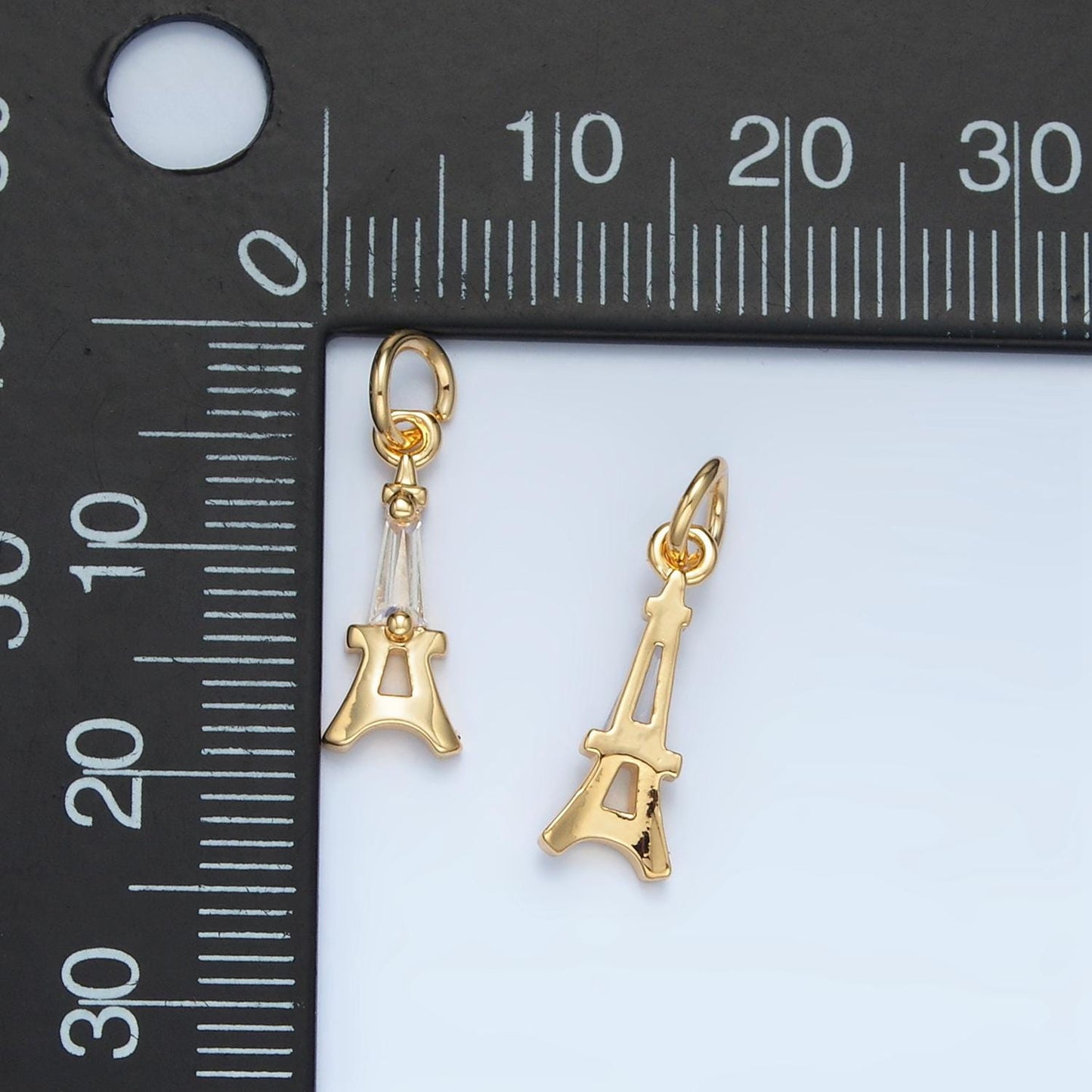 Mini Eiffel Tower CZ Paved 24K Gold Filled Charm | M-043
