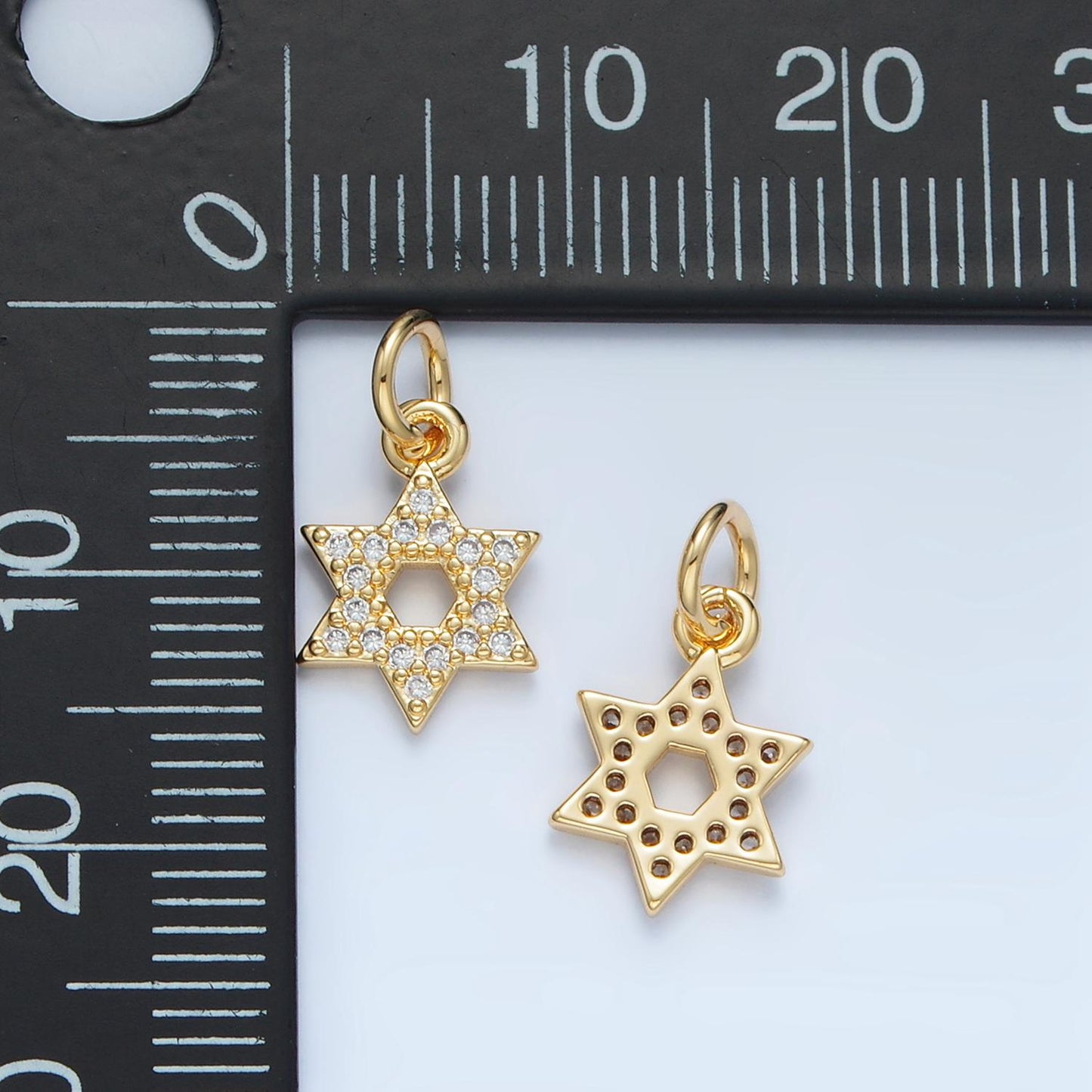 Open Micro Paved CZ Jewish Star Gold Filled in Silver & Gold | E-916