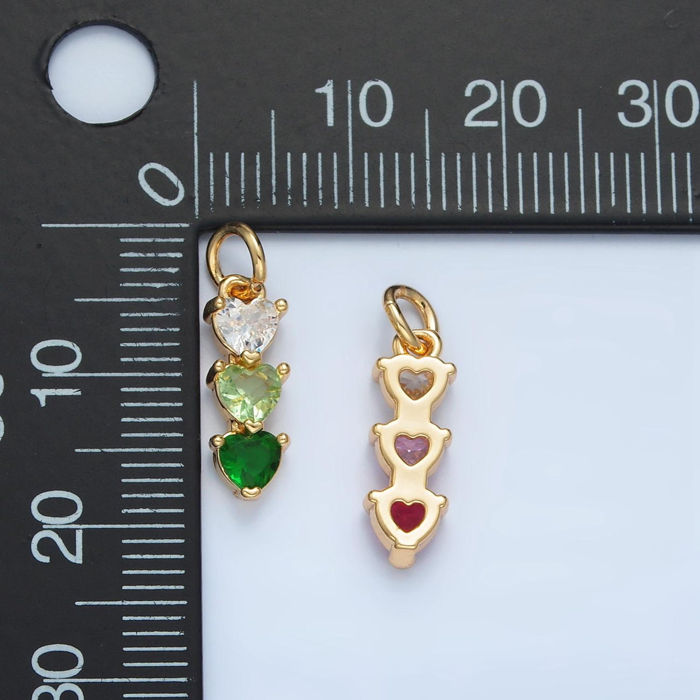 Mini Heart Charm 14k Gold Filled Cluster Gradient CZ Colorful Geometric Charm Finding for Bracelet Necklace Earring Making AG898