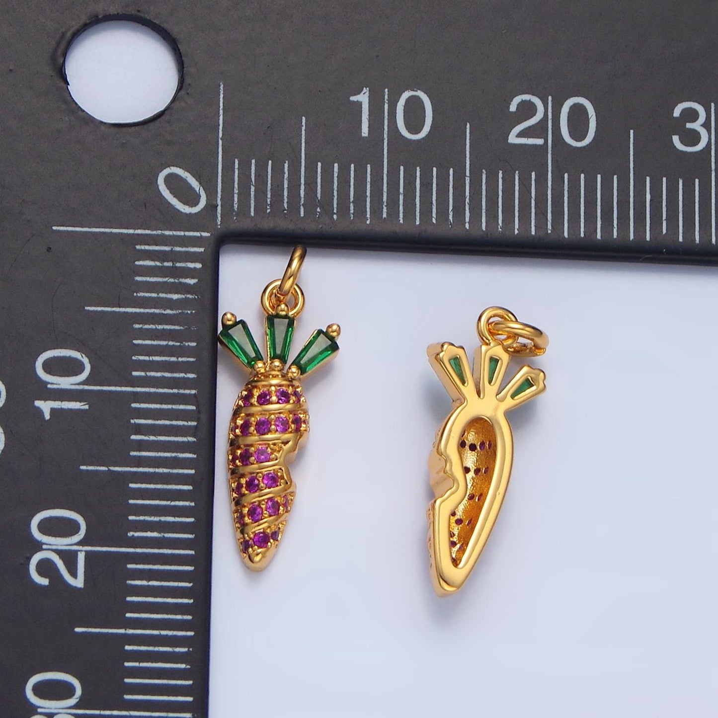 Micro Paved Purple CZ Carrot 7mm 24K Gold Filled Charm | X-617