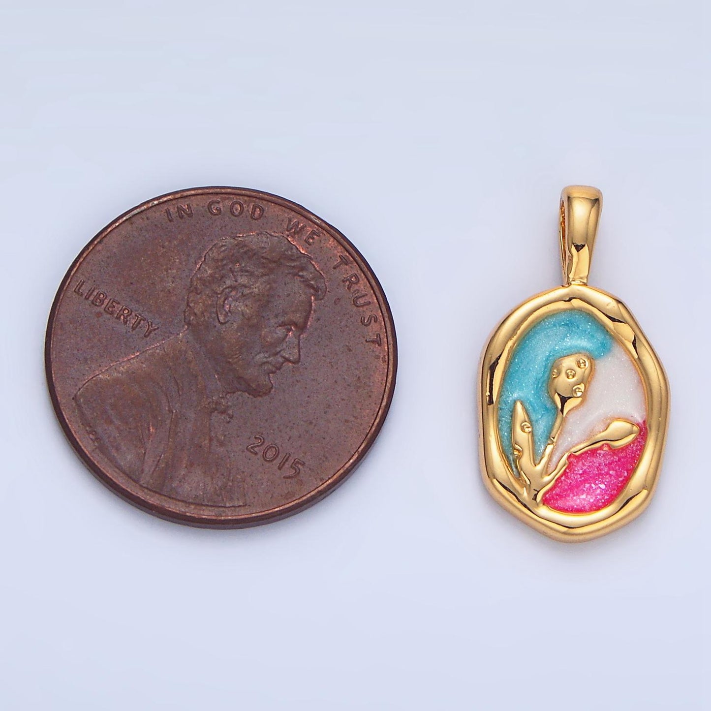 Dainty Gold Tulip Charms White, Pink Enamel Flower charm Abstract Oval Charm Medallion for Necklace Bracelet AA798