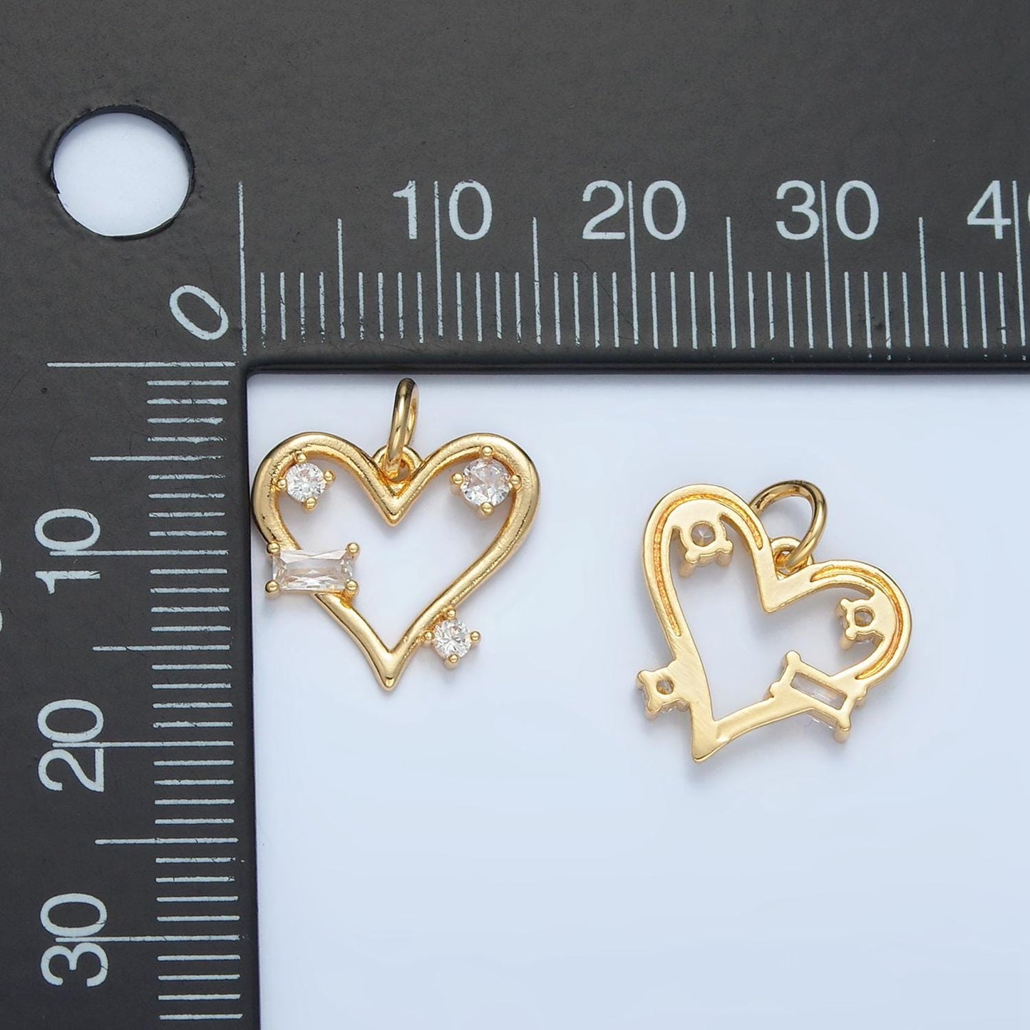 Mini Open Heart Abstract CZ Paved Gold Filled Charm | E-737