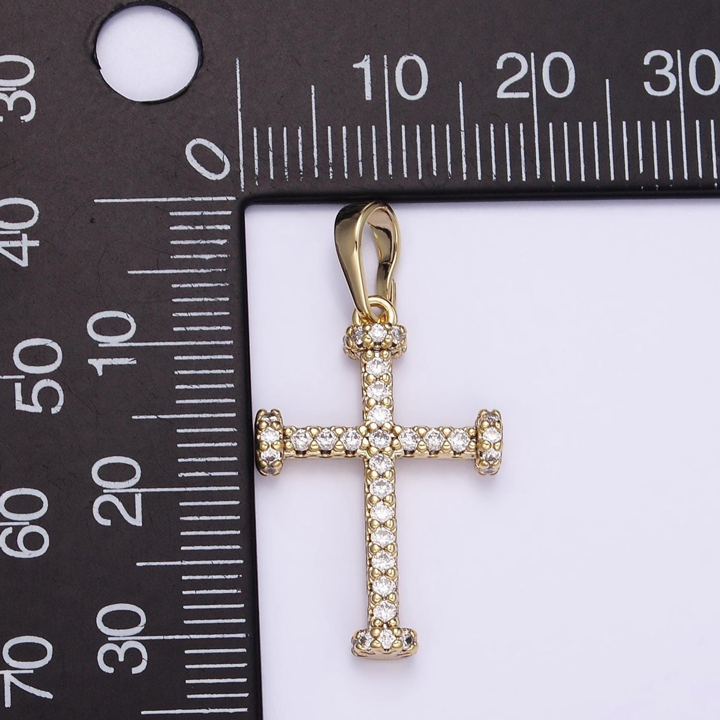 CZ Micro Paved Religious Christian Cross 14k Gold Filled Pendant | I-889