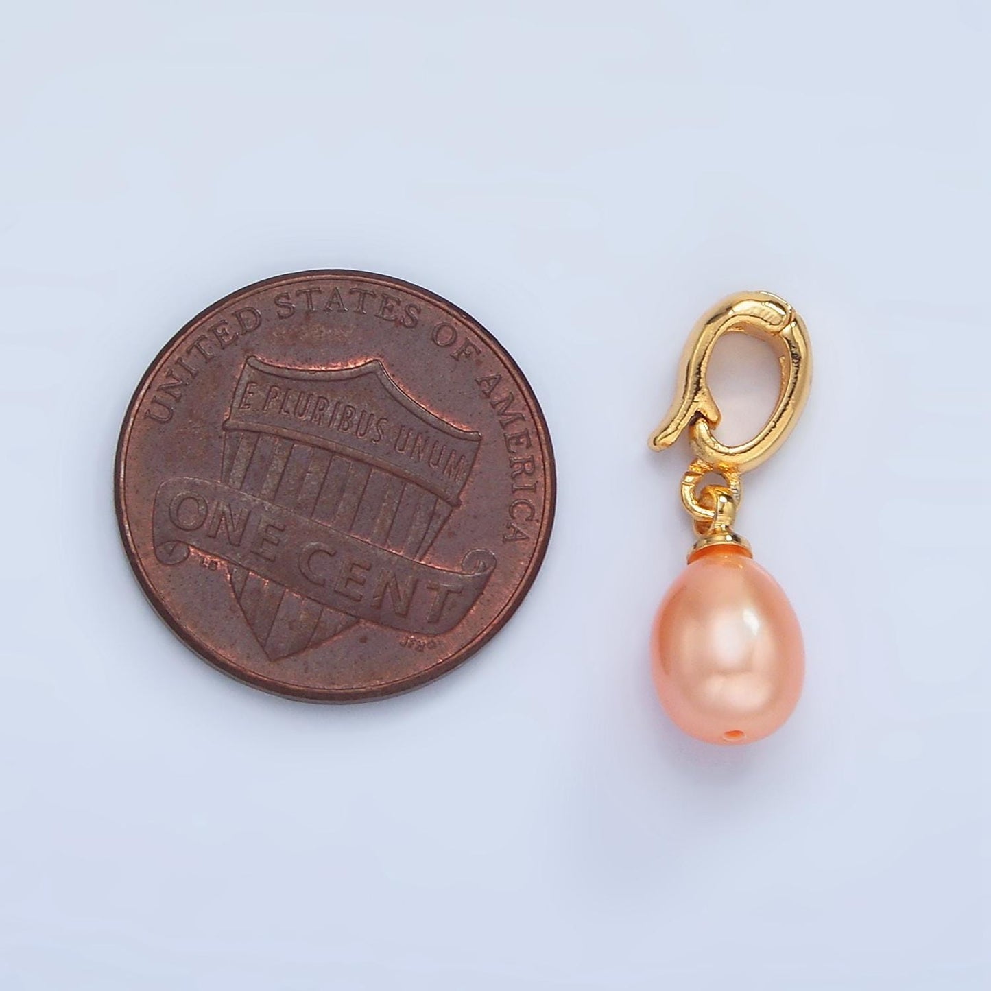 18K Gold Filled 11mm Mauve Pink Freshwater Pearl White Oval Drop Pendant with Enhancer Bail for Necklace | P-1900