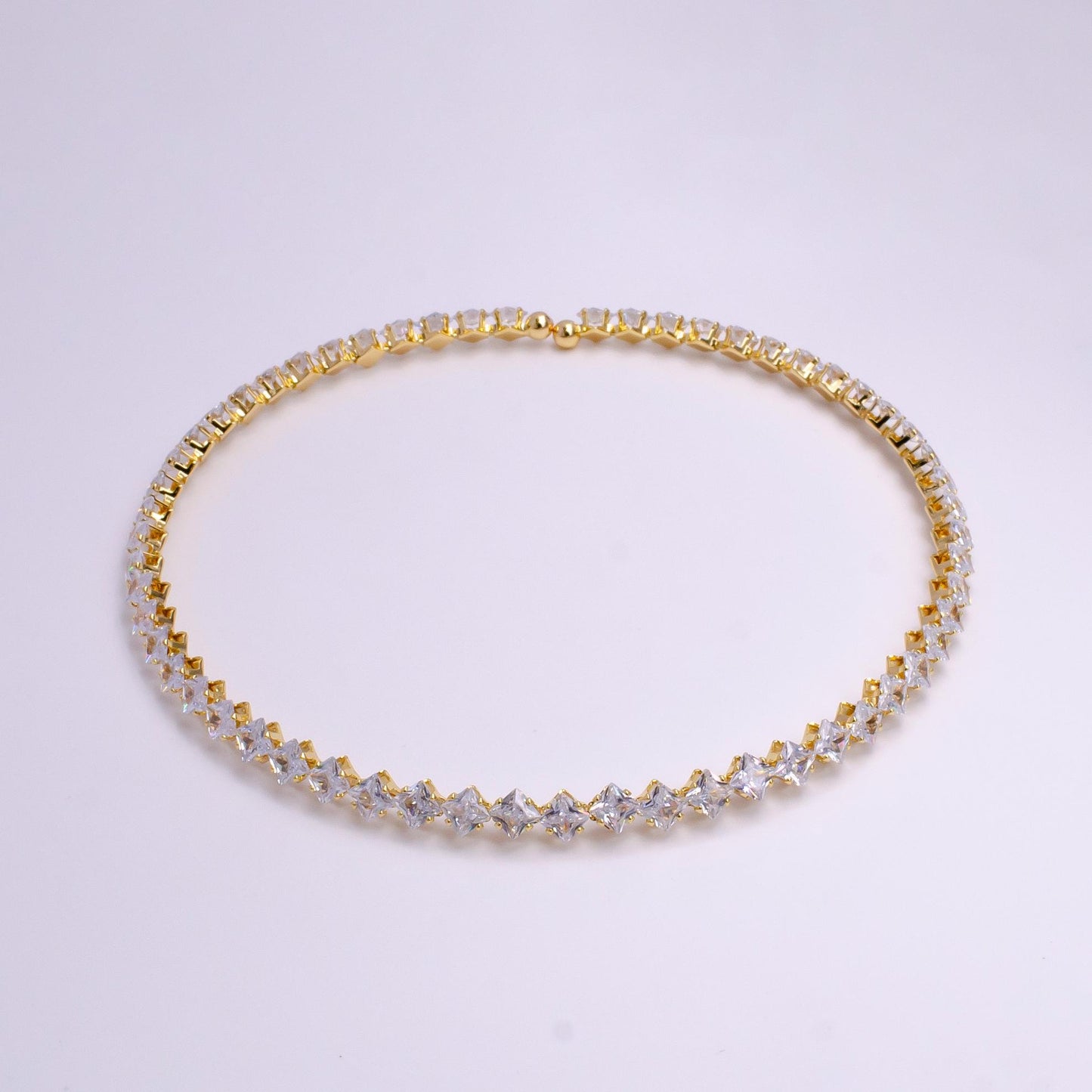 Dainty 14K Gold Filled Tennis Collar Necklace Classic 7.2mm Choker Necklace Clear Cubic Zirconia CZ Wholesale Necklace WA1912