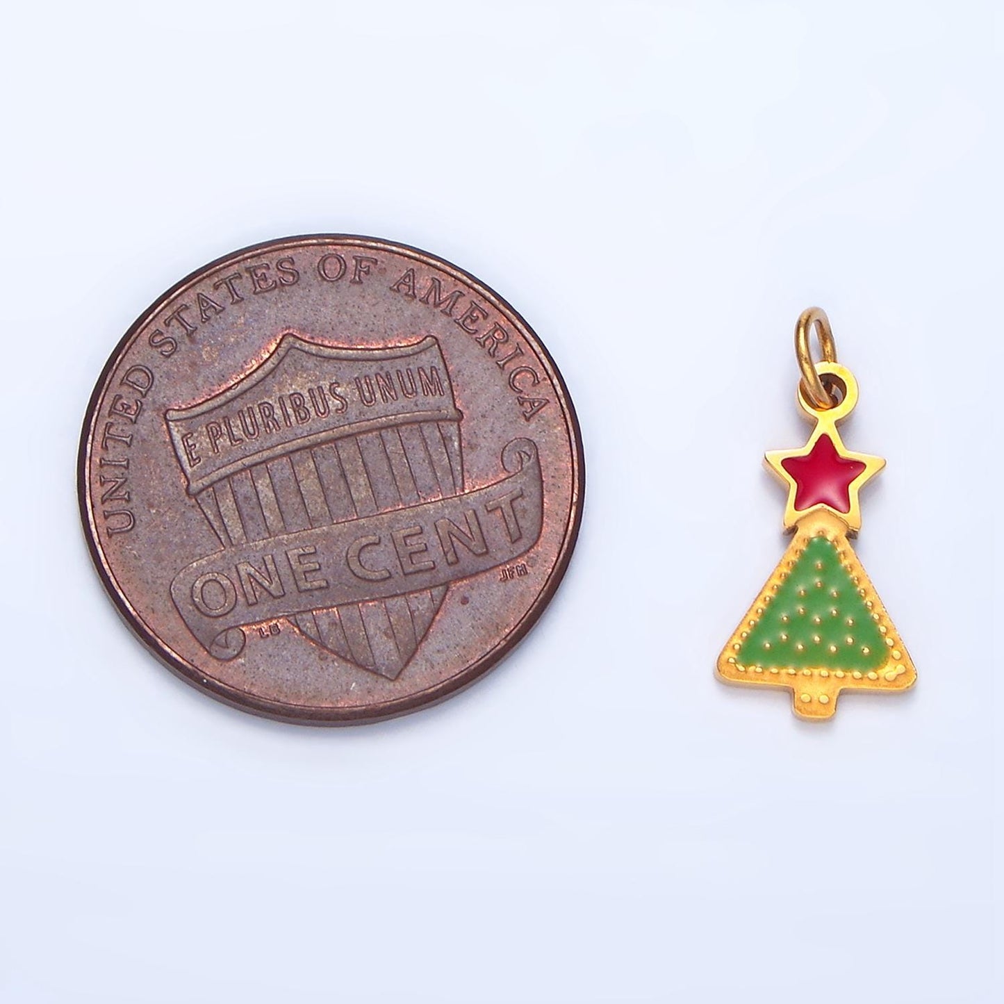Green Christmas Tree Christmas Holiday Enamel Stainless Steel Charm | P-1520