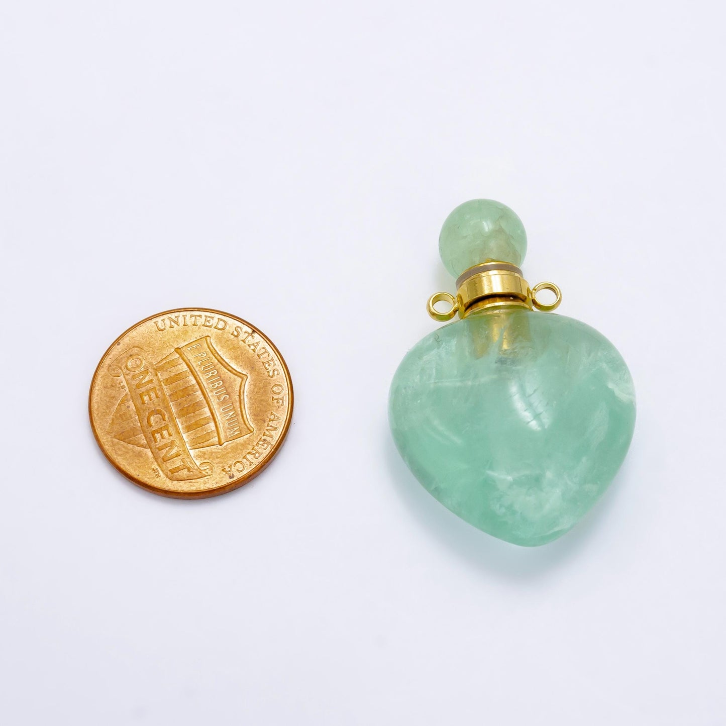 Gold Heart Rose Quartz Amethyst Aventurine Bottle Pendant Necklace, Natural Gemstone Crystal Quartz Perfume Potion Bottle Pendant Necklace