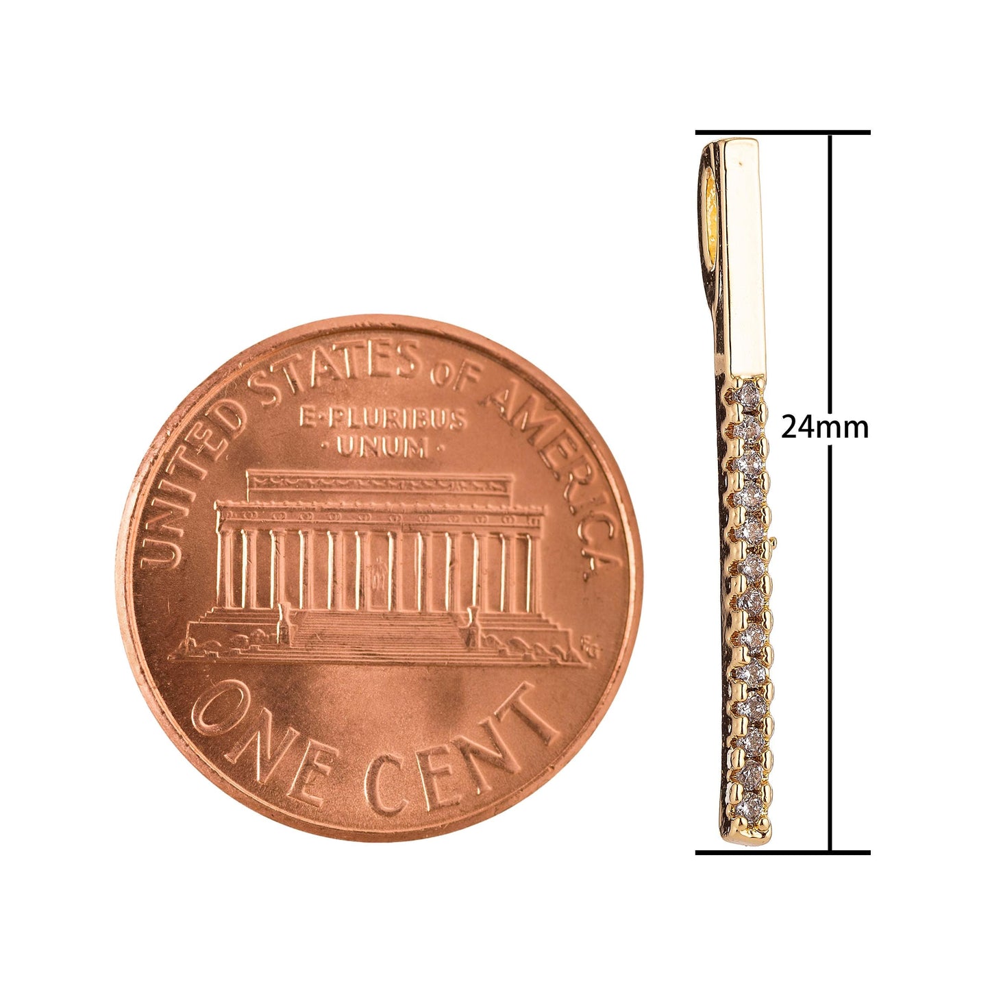 Short Bar Charm with Micro Pave Cz Stone for Dangle Pendant AA743