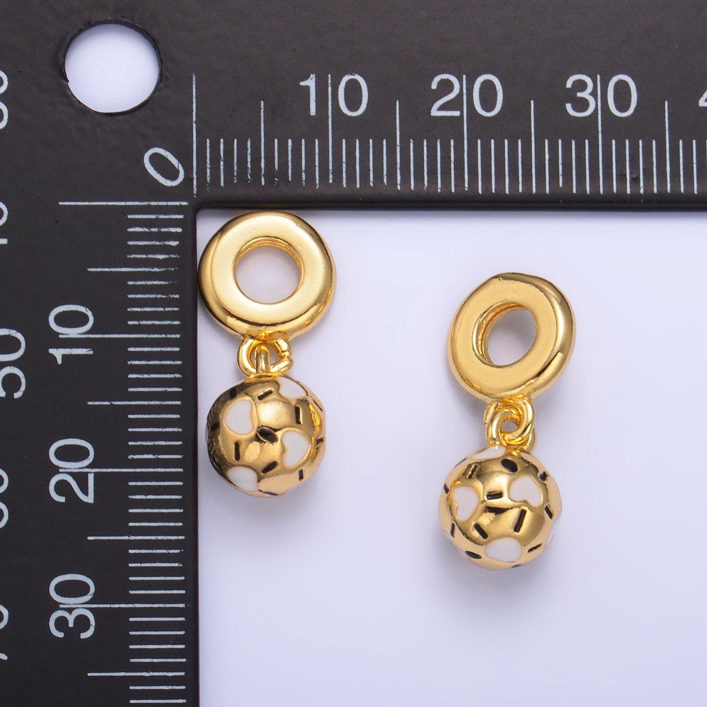 24K Gold Filled Golden Ball Charm Sport Theme Rondelle Bail for Soccer Drop Pendant Bracelet | W-002