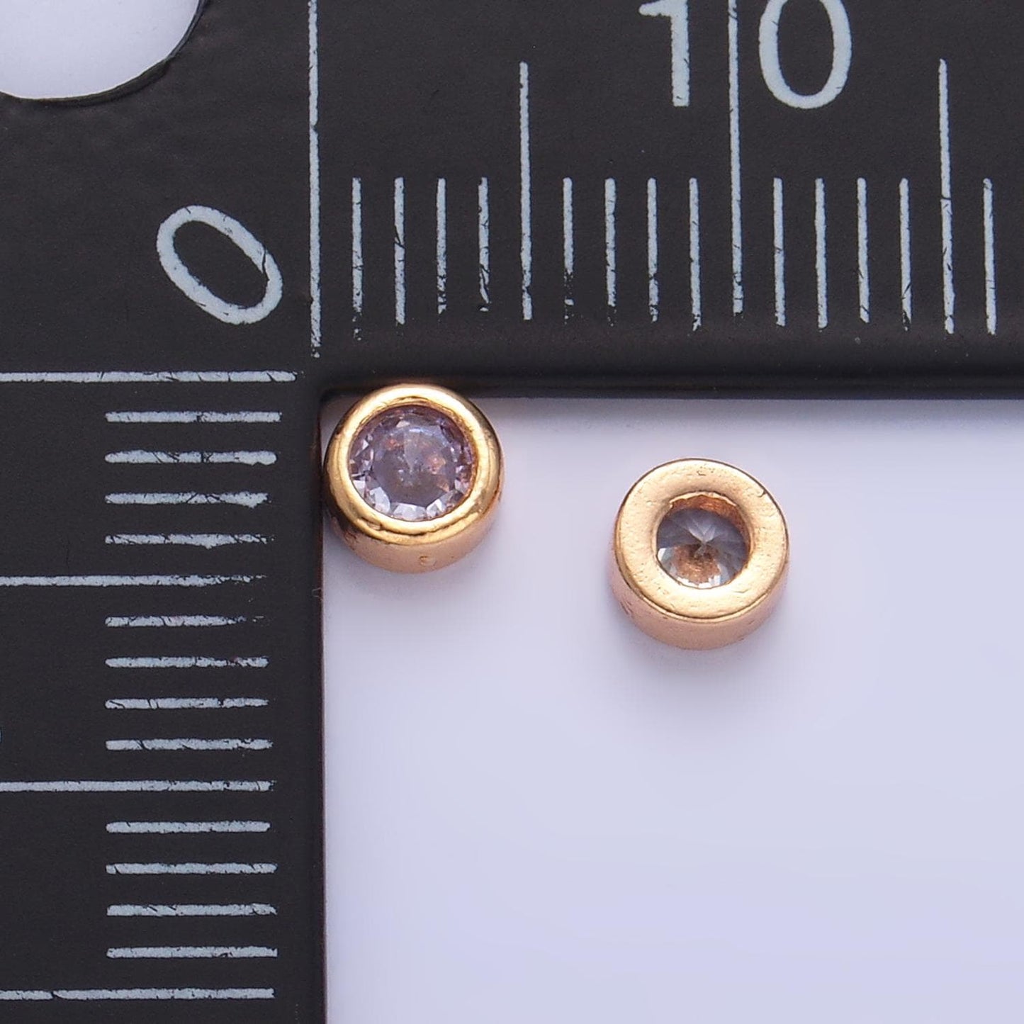 Mini 4.2mm Clear Bezel CZ 24K Gold Filled Bead | B114 & B117