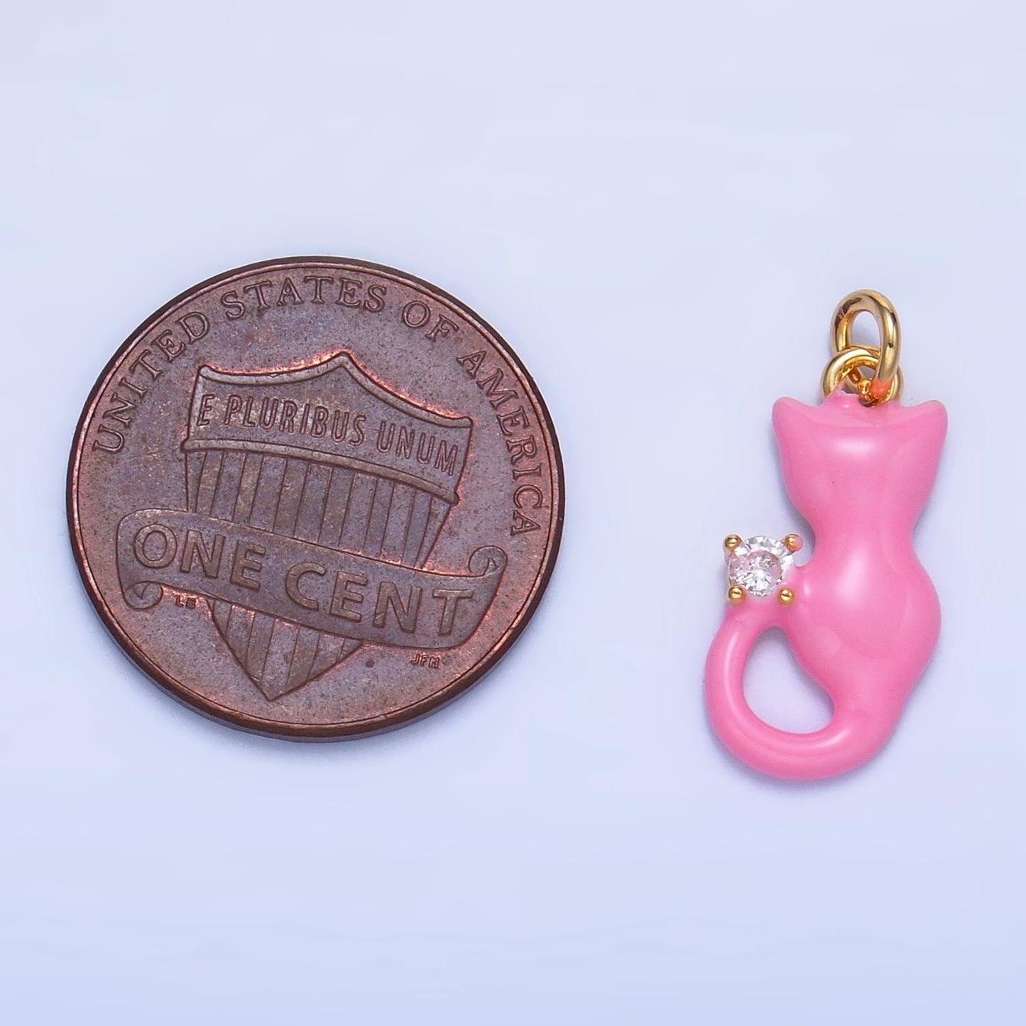 CZ Enamel White, Black, Pink Cat Animal 24K Gold Filled Charm for Cat Lovers | W-009 - W-010