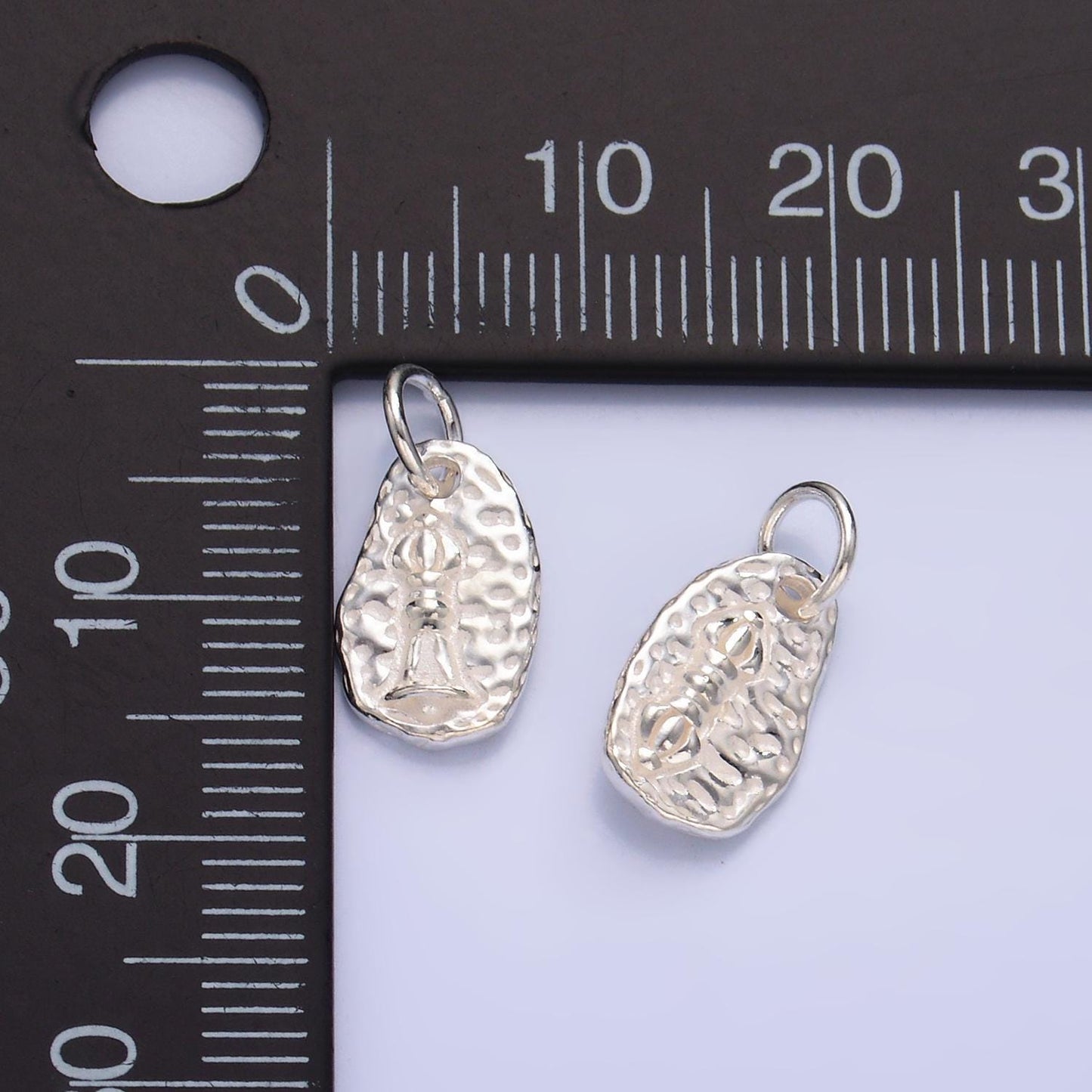 Mini Silver Abstract Jingle Bell Charm Rustic Christmas Jewelry Bracelet Earring Necklace Component Add on Charm S925 Sterling Silver SL535