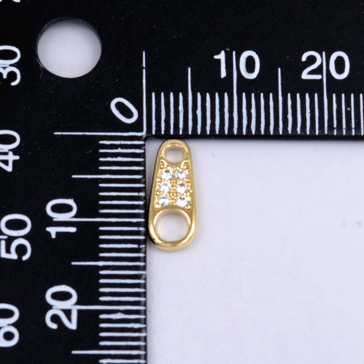 28K Gold Filled Zipper Pendant, Zipper Pull Head Charm,CZ Micro Pave Zipper Earrings Necklace for DIY Jewelry Making Supply W226