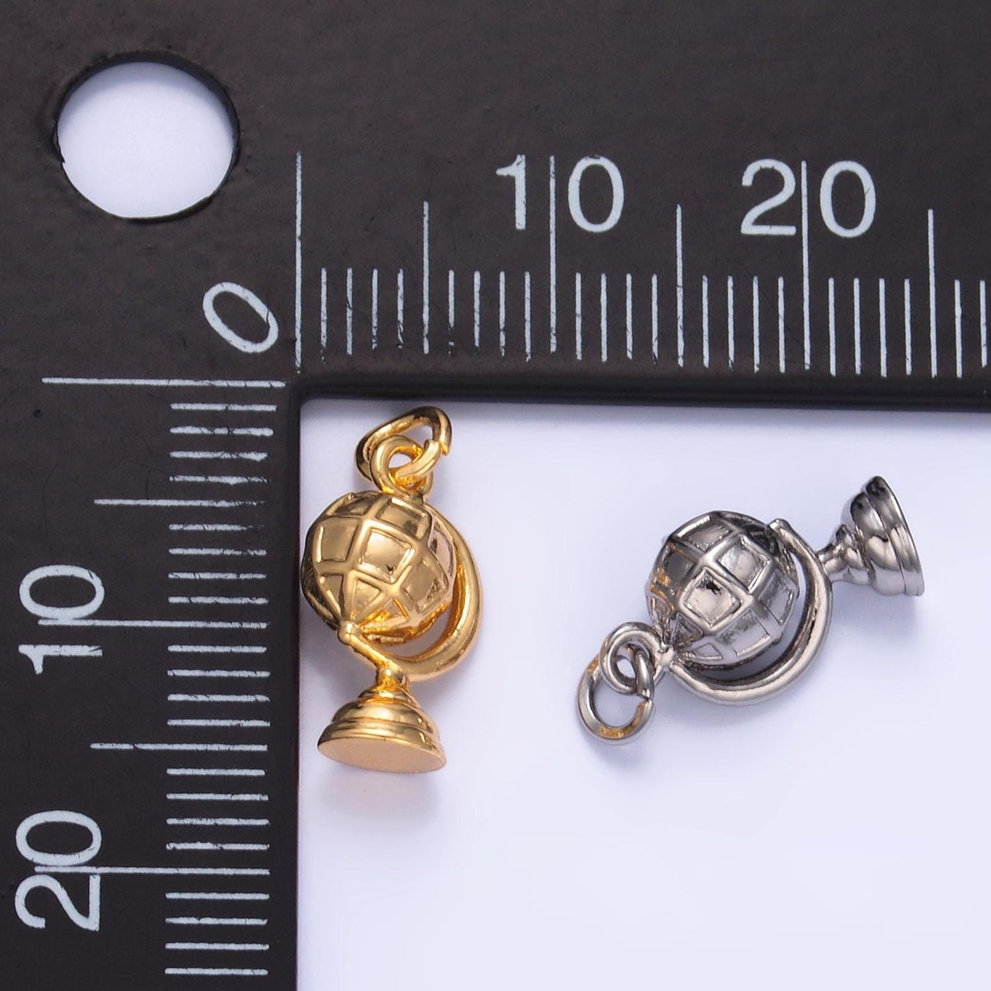 24k Gold Filled Round Globe Charm Atlas Travel Drop Pendant | W131