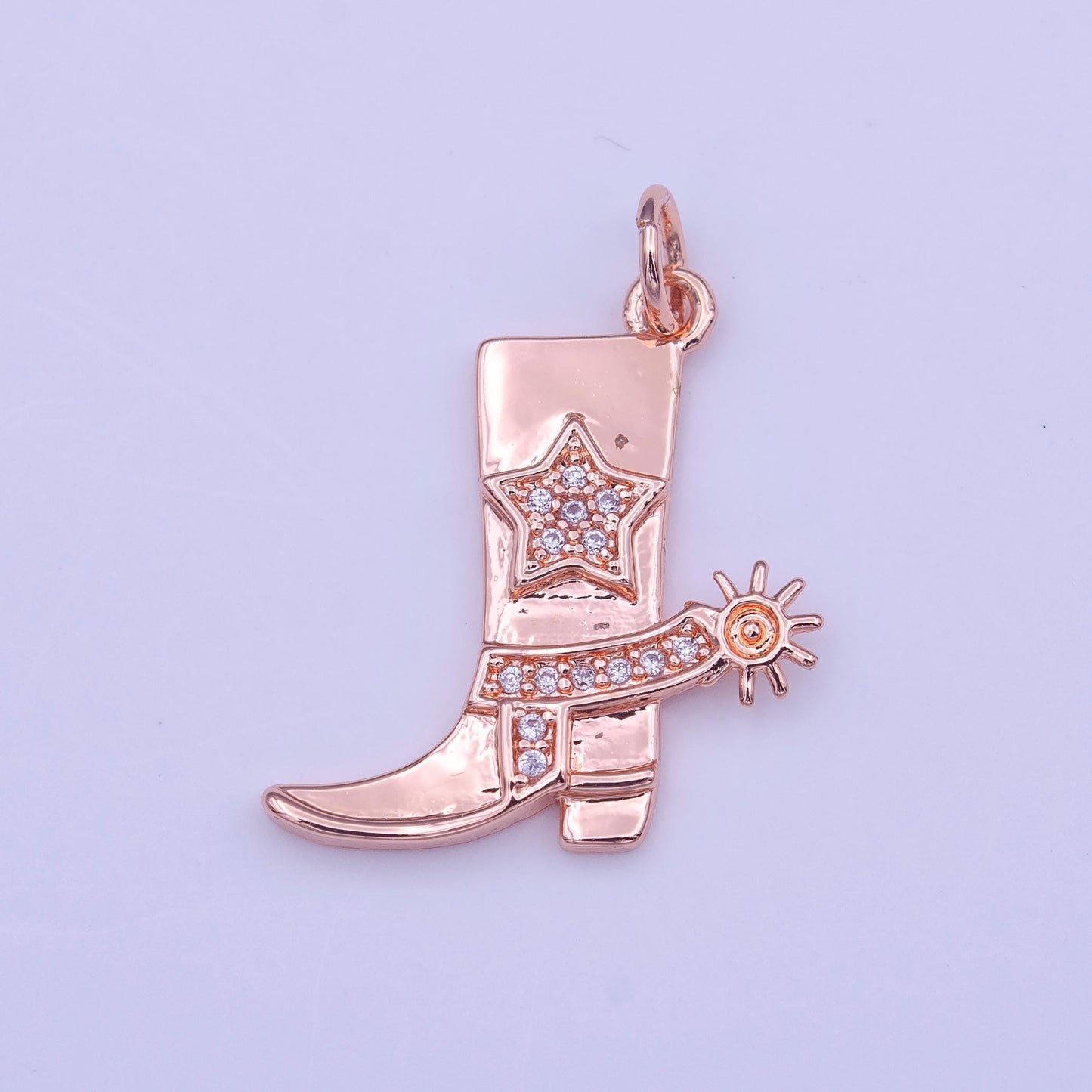 24k Gold Filled Micro Paved CZ Star Texas Cowboy Boots Charm in Gold, Silver, Black Cowgirl Ranch Inspired | C-247
