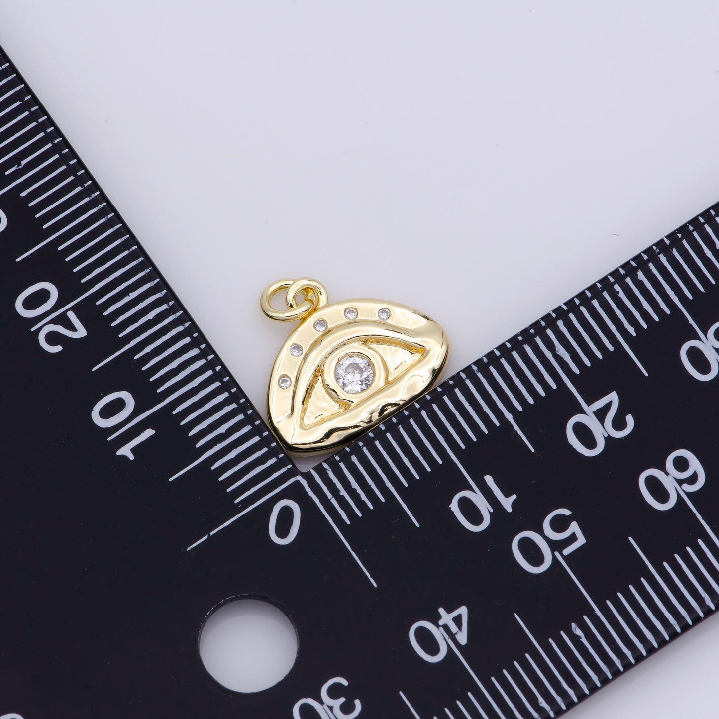 1pc Gold Micro Pave CZ Round Evil Eye Pendant Charm, Evil Eye in Golden CZ Pendant Charm, For DIY Jewelry M136