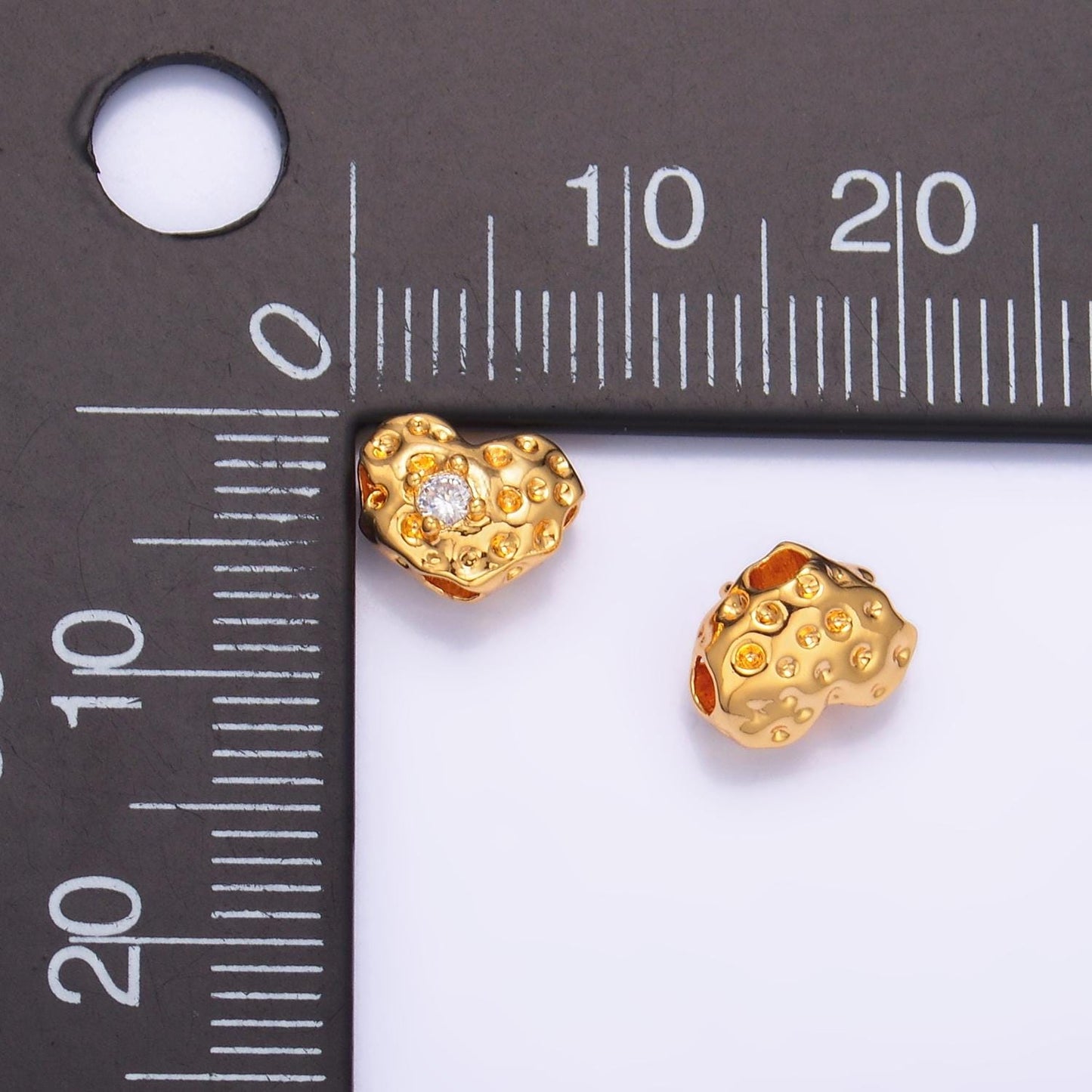 Mini Rustic Heart Gold Filled Bead For Necklace , Hearts Spacer Beads, Gold Abstract Bead Charms, Jewelry Supply Bracelet Component B179