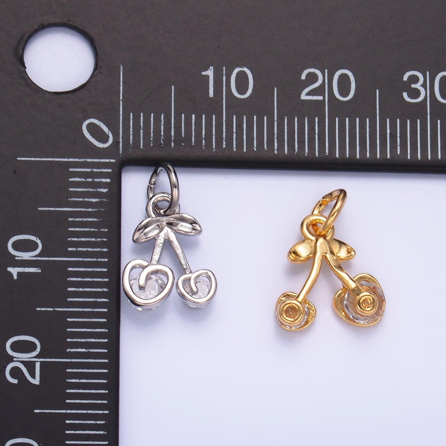 Mini Gold Cherry Charms 24K Gold Filled Cherry Pendant Fruit Charm Bracelet Necklace for DIY Jewelry Making Supply w321