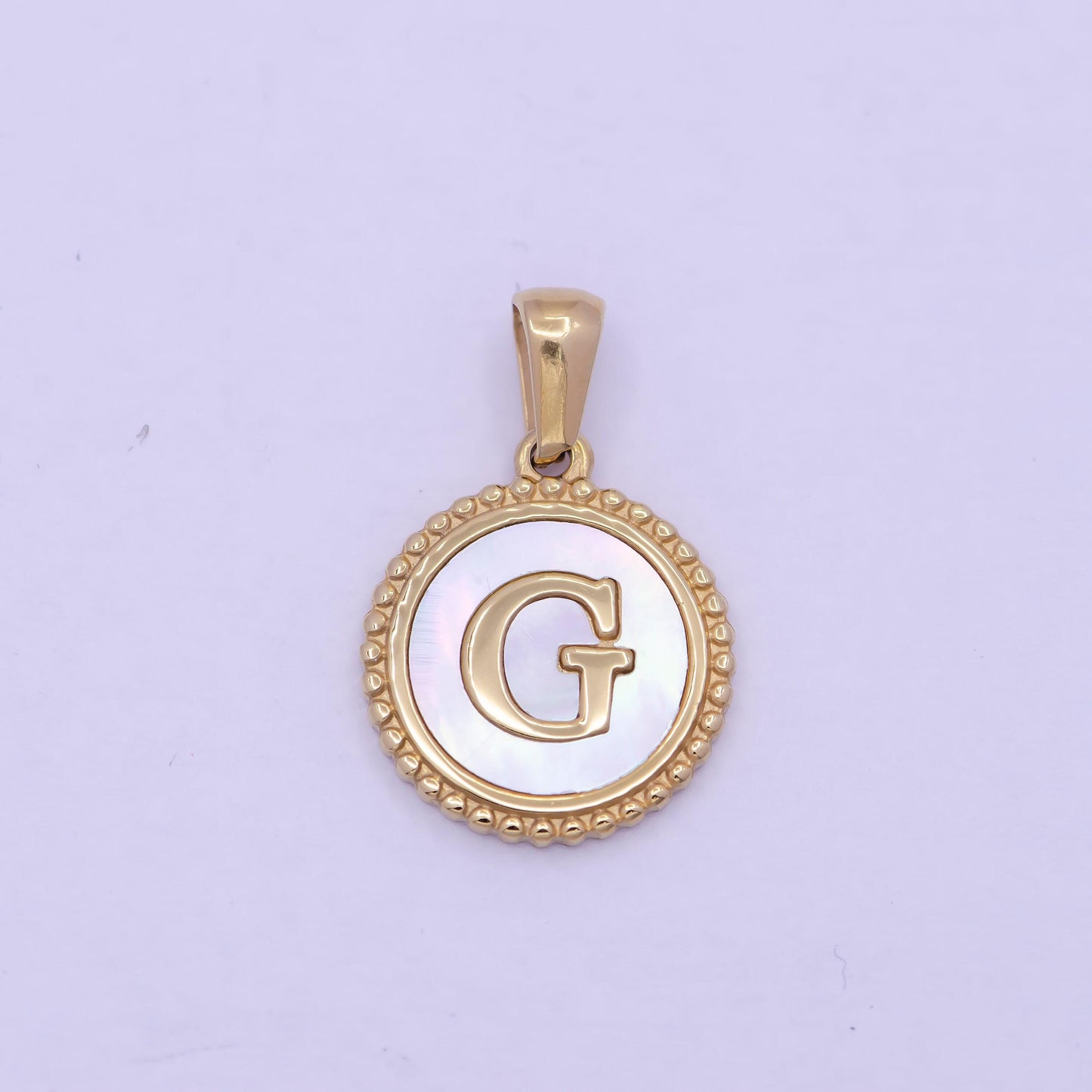 Gold initial letter necklace pendant gold alphabet charm mother of pearl letter minimalist jewelry mop coin pendant for necklace bracelet