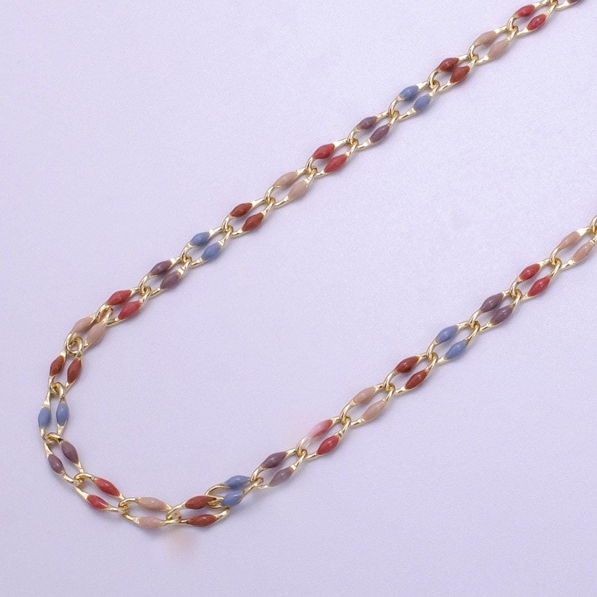 Fall season enamel chain for jewelry making supply permanent jewelry seasonal chain bracelet anklet necklace gold dainty unfinished chain