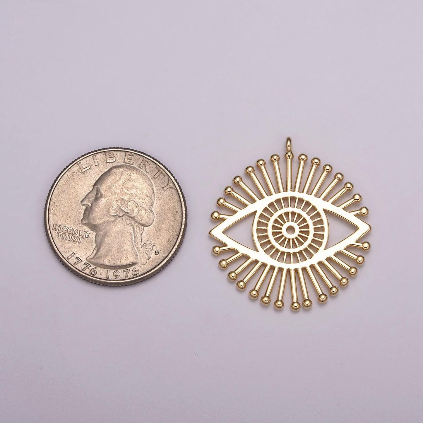 18k gold filled evil eye charm round eye medallion disc charm for necklace earring bracelet supply