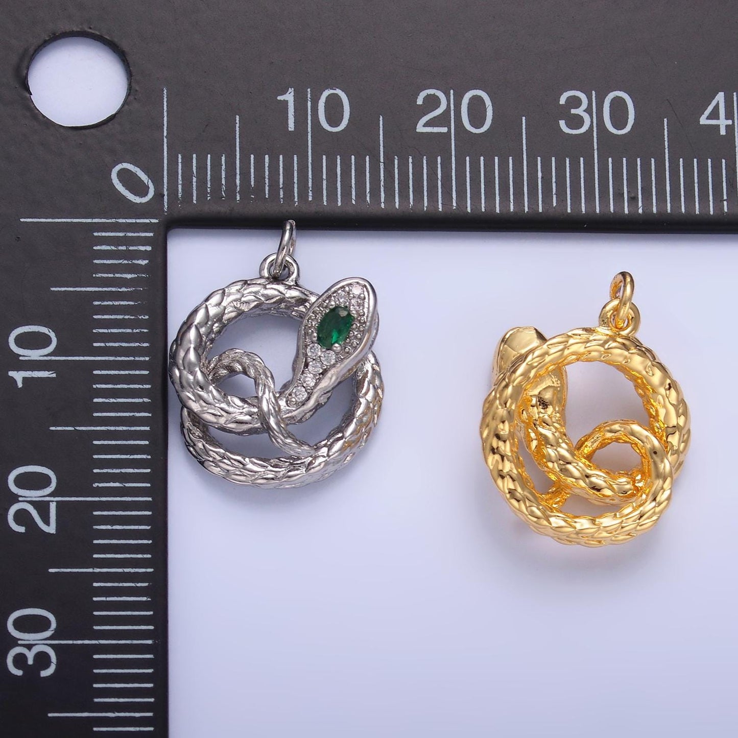 24k Gold Filled Snake Charm Silver Snake Pendant For Serpent Animal Jewelry Dangle Charm W365