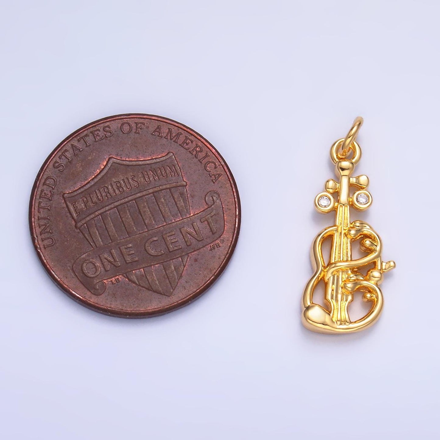 Mini Gold Violin Charms 24K Gold Filled Music Guitar Charm Bracelet Necklace for DIY Jewelry Making Supply W369