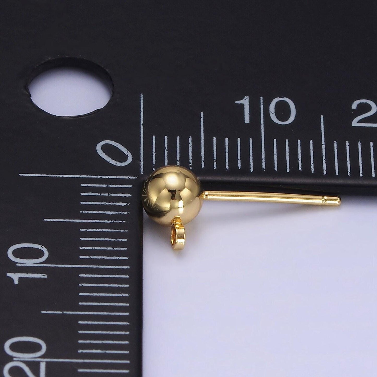 Gold earrings stud ball post with loop for jewelry making supplies 3 mm,4 mm and 6 mm ear stud bulk