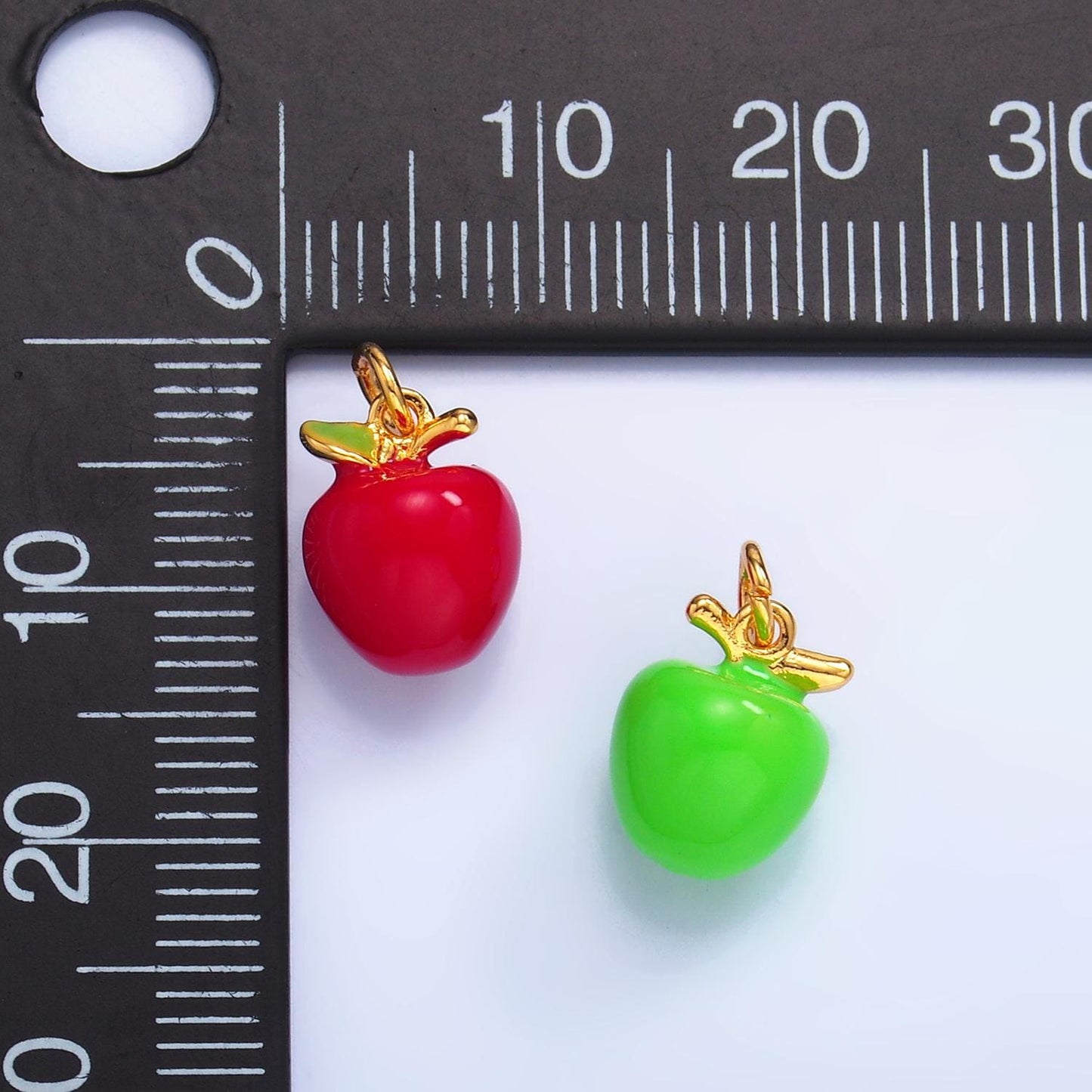 24k gold filled red washington apple Charm Green Apple Fuji Pendant Food fruit charm | W344