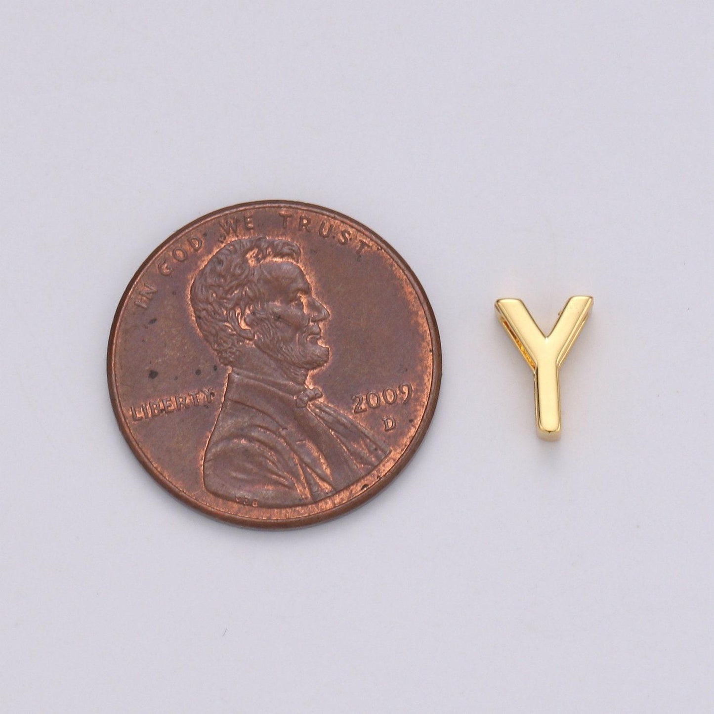 1x gold initial letter pendant, initials letter bead charm side slider letter a-z personalized alphabet jewelry making, alph-013